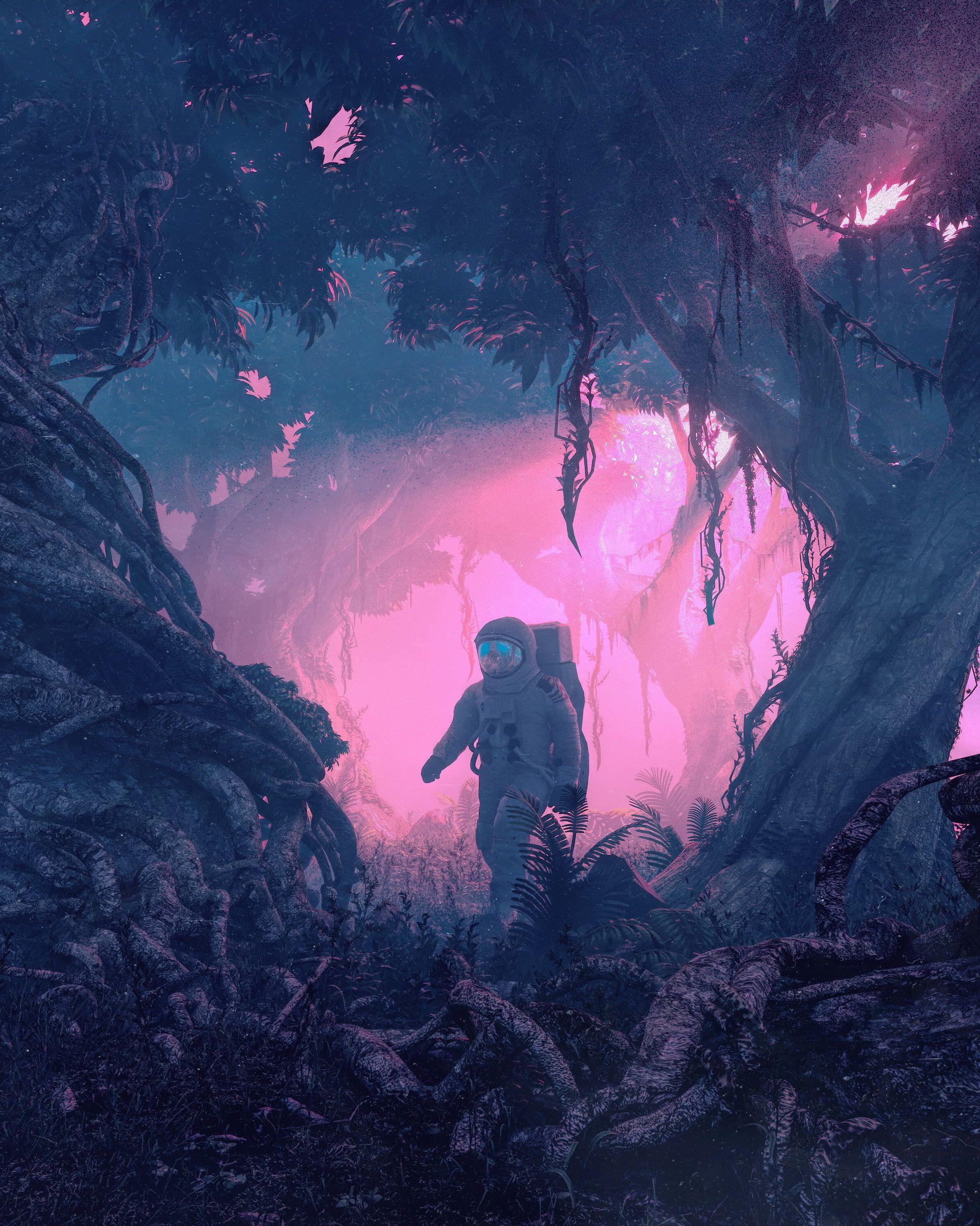 1920x2400 beeple #astronaut #spacesuit D digital art #artwork #jungle #walking science fiction #surreal #env. Space artwork, Nature iphone wallpaper, Astronaut wallpaper