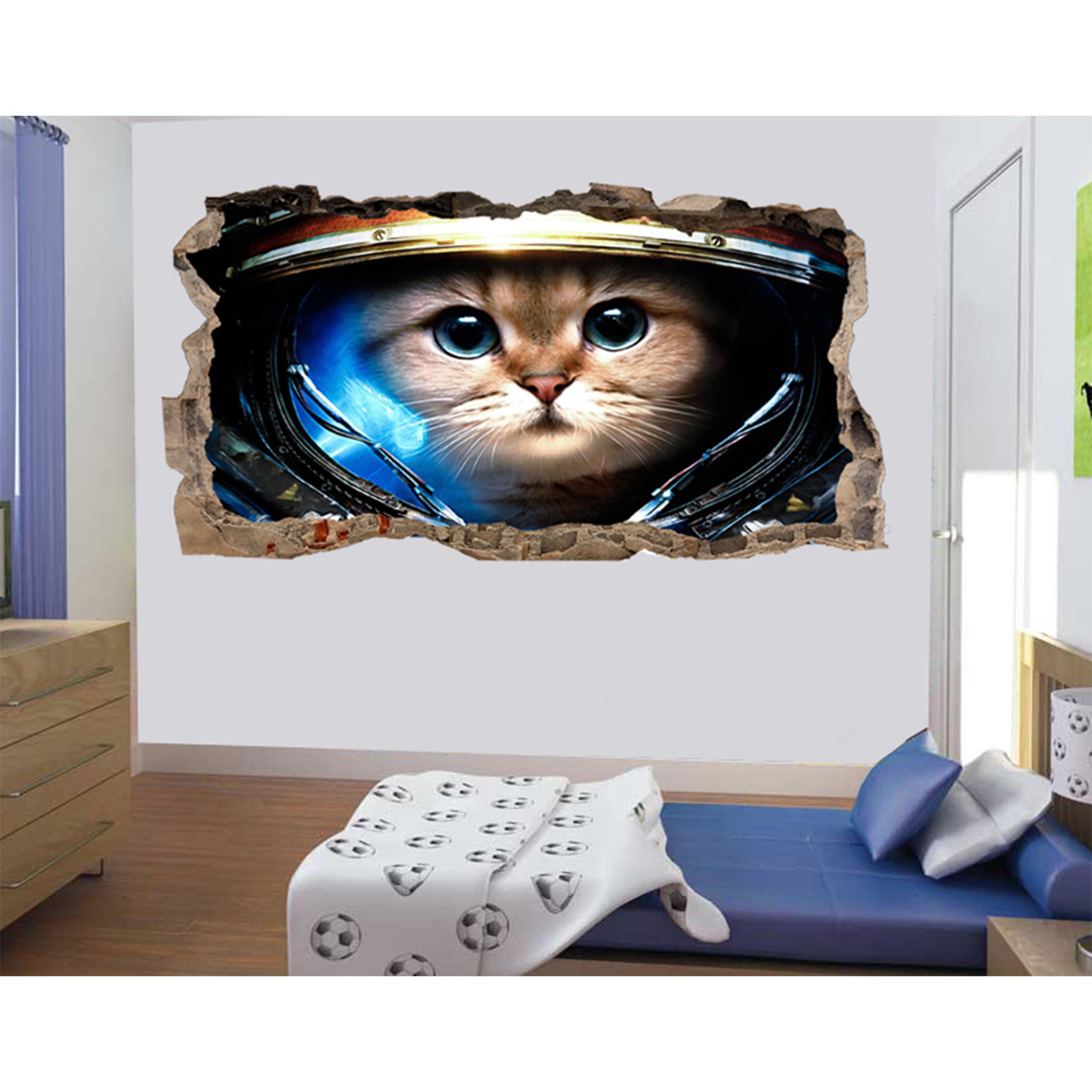 3000x3000 Startonight 3D Mural Wall Art Photo Decor Astronaut Cat Amazing Dual View Surprise Wall Mural Wallpaper for Bedroom Kids Wall Paper Art Gift Large 47.24 '' By 86.61 ''.com