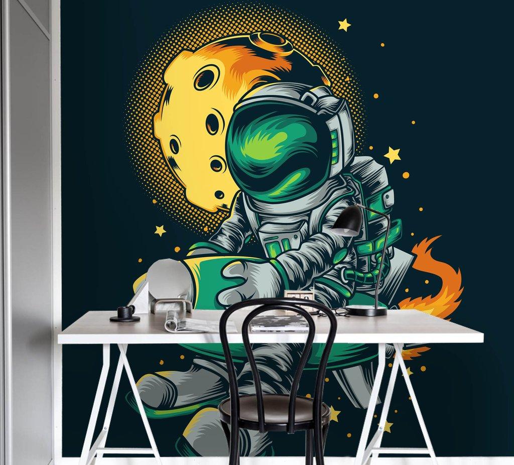 1024x926 3D Cartoon Astronaut Wall Mural Wallpaper 12