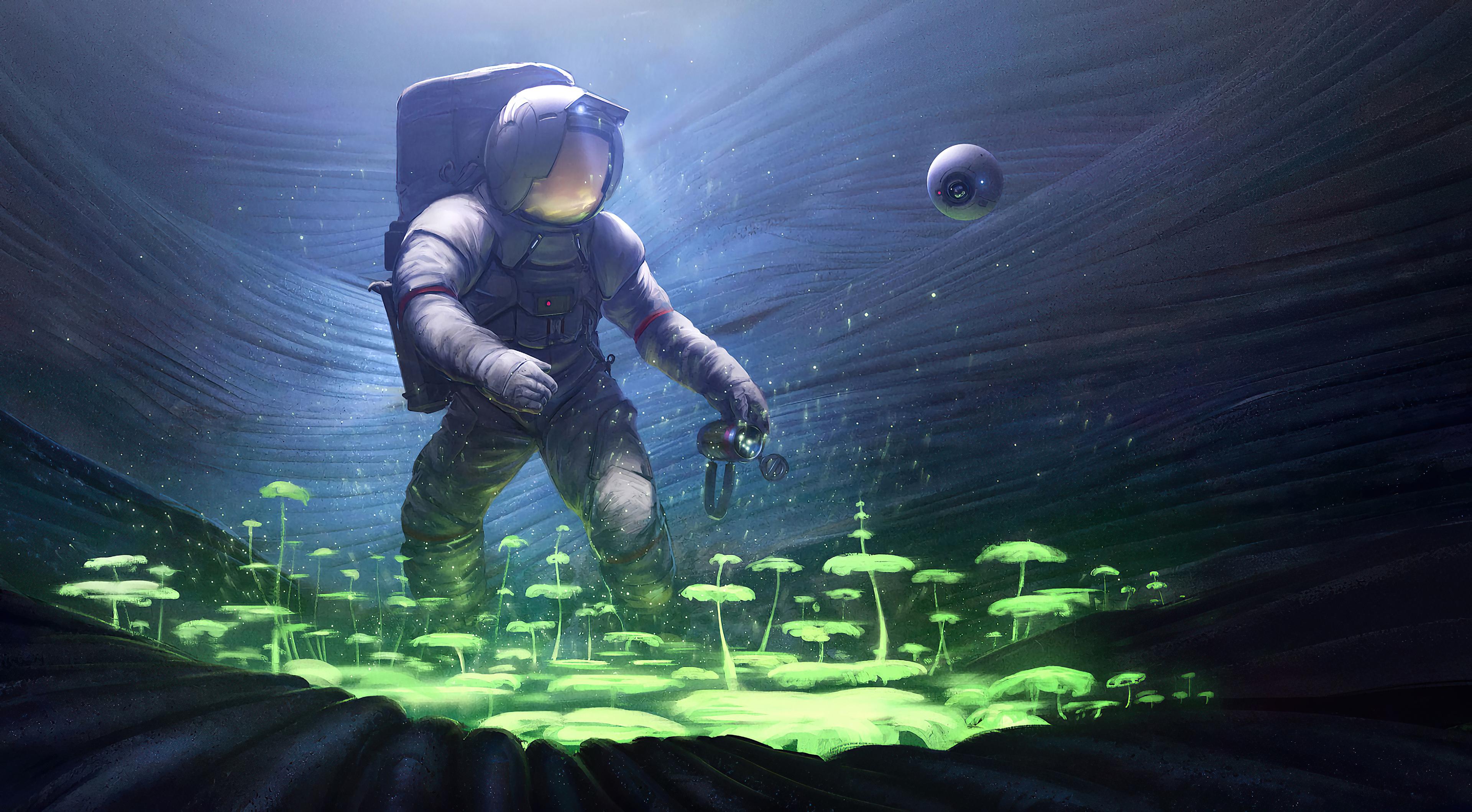 3840x2120 Scifi Astronaut Planting Trees Underwater, HD Artist, 4k Wallpaper, Image, Background, Photo and Picture