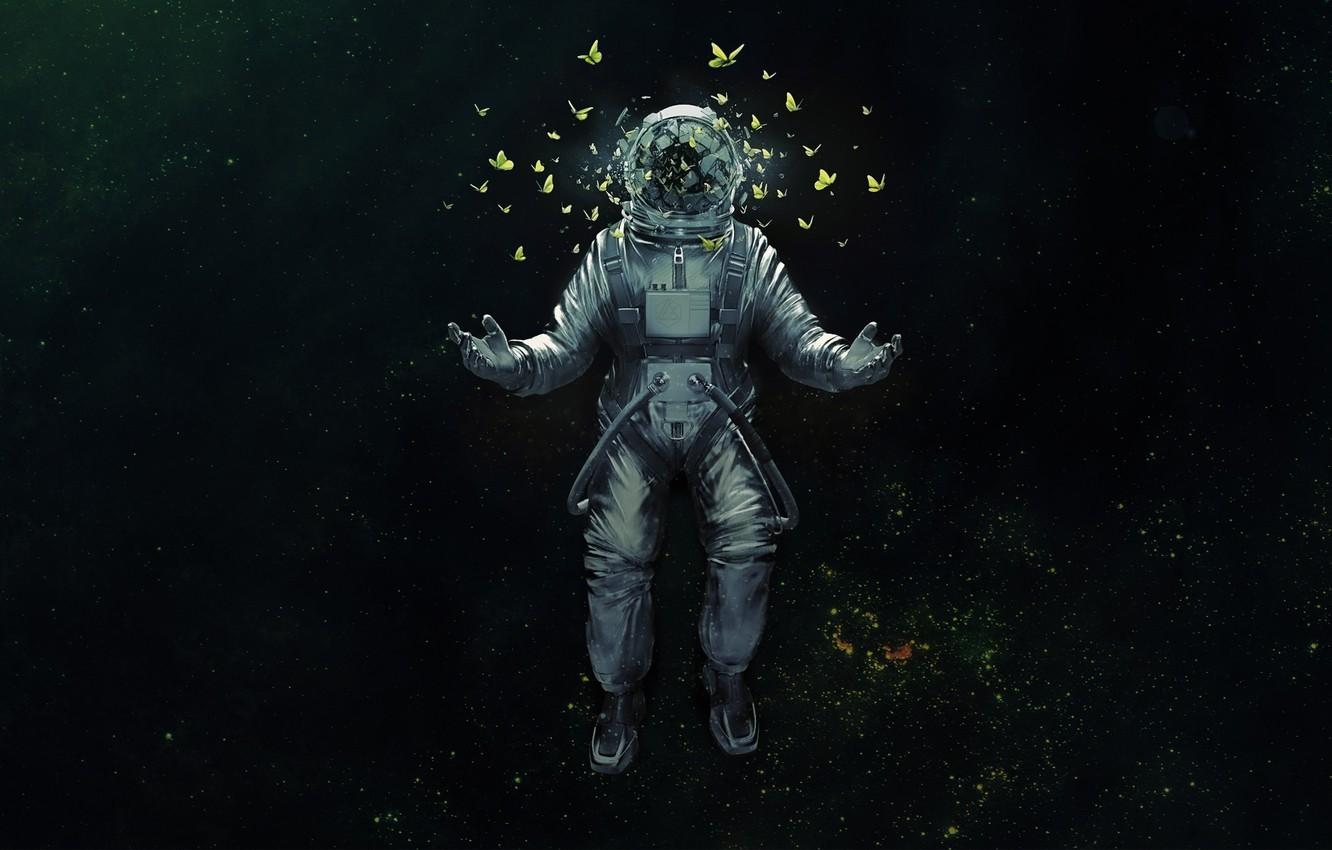 1332x850 Wallpaper space, butterfly, the suit, art, space, astronaut image for desktop, section космос