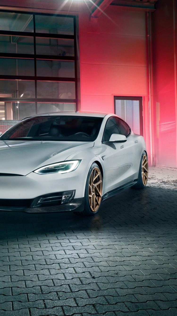 750x1334 Download 750x1334 Tesla Model S By Novitec, White, Cars Wallpaper for iPhone iPhone 6