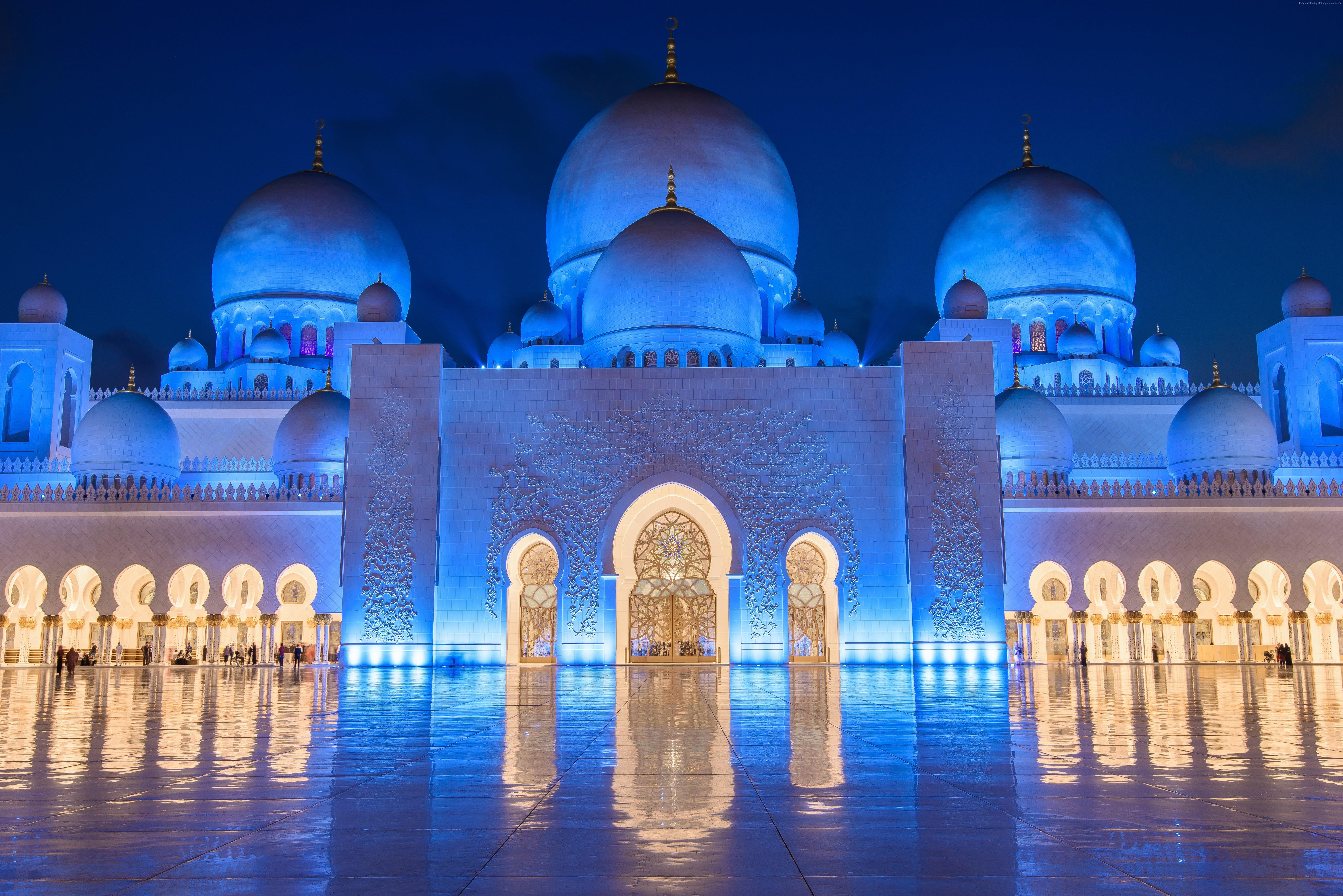 7360x4912 #Abu Dhabi, k, #night, #Sheikh Zayed Mosque. Mocah HD Wallpaper