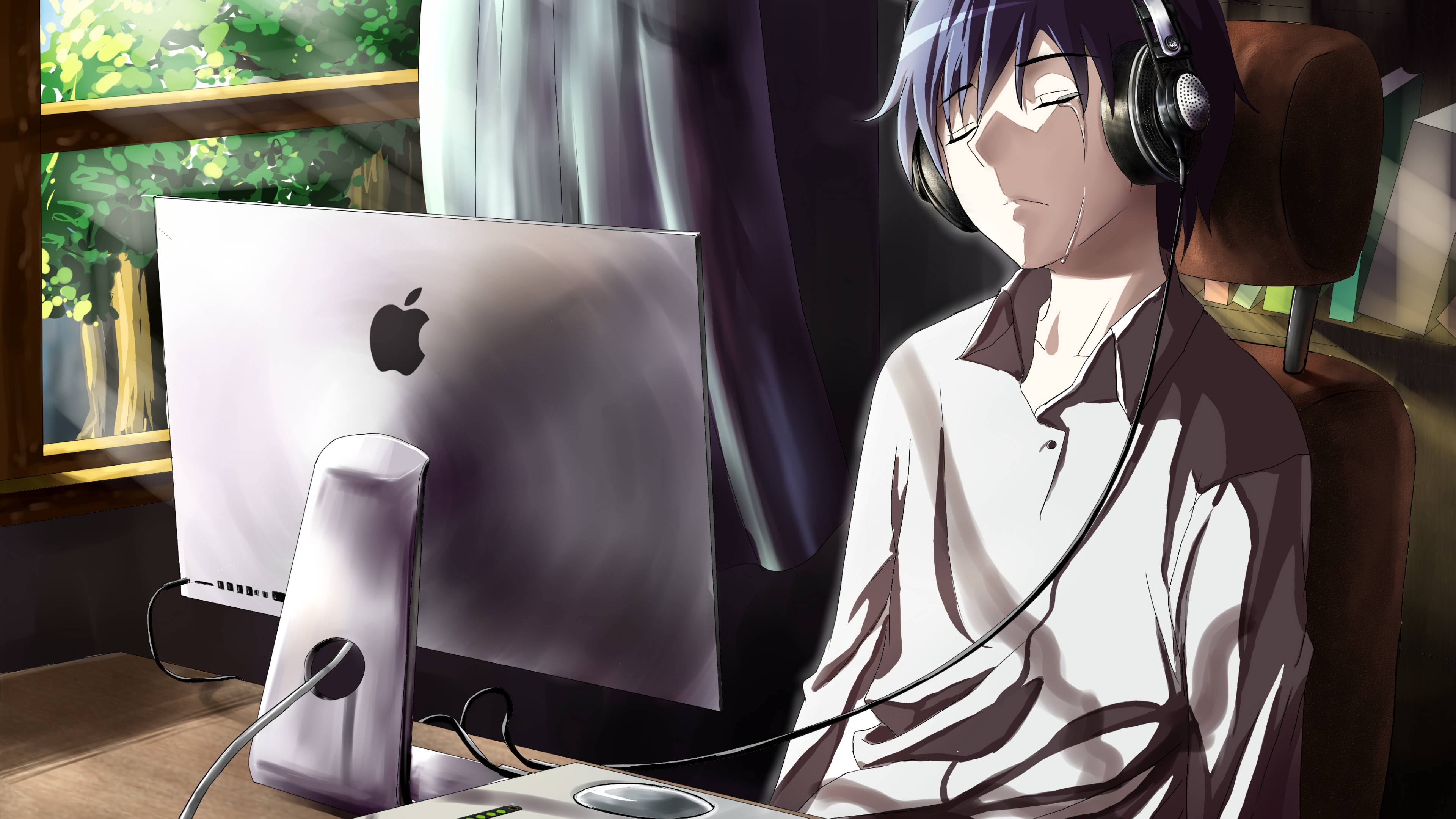 3840x2160 guy, anime, computer 4K Wallpaper, HD Anime 4K Wallpaper, Image, Photo and Background