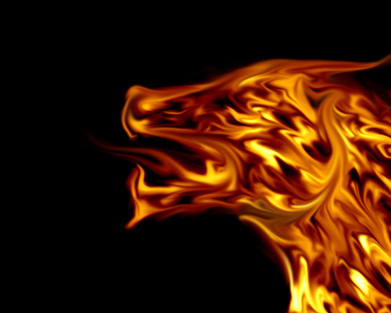 1280x1024 Fire Dragon Black Background