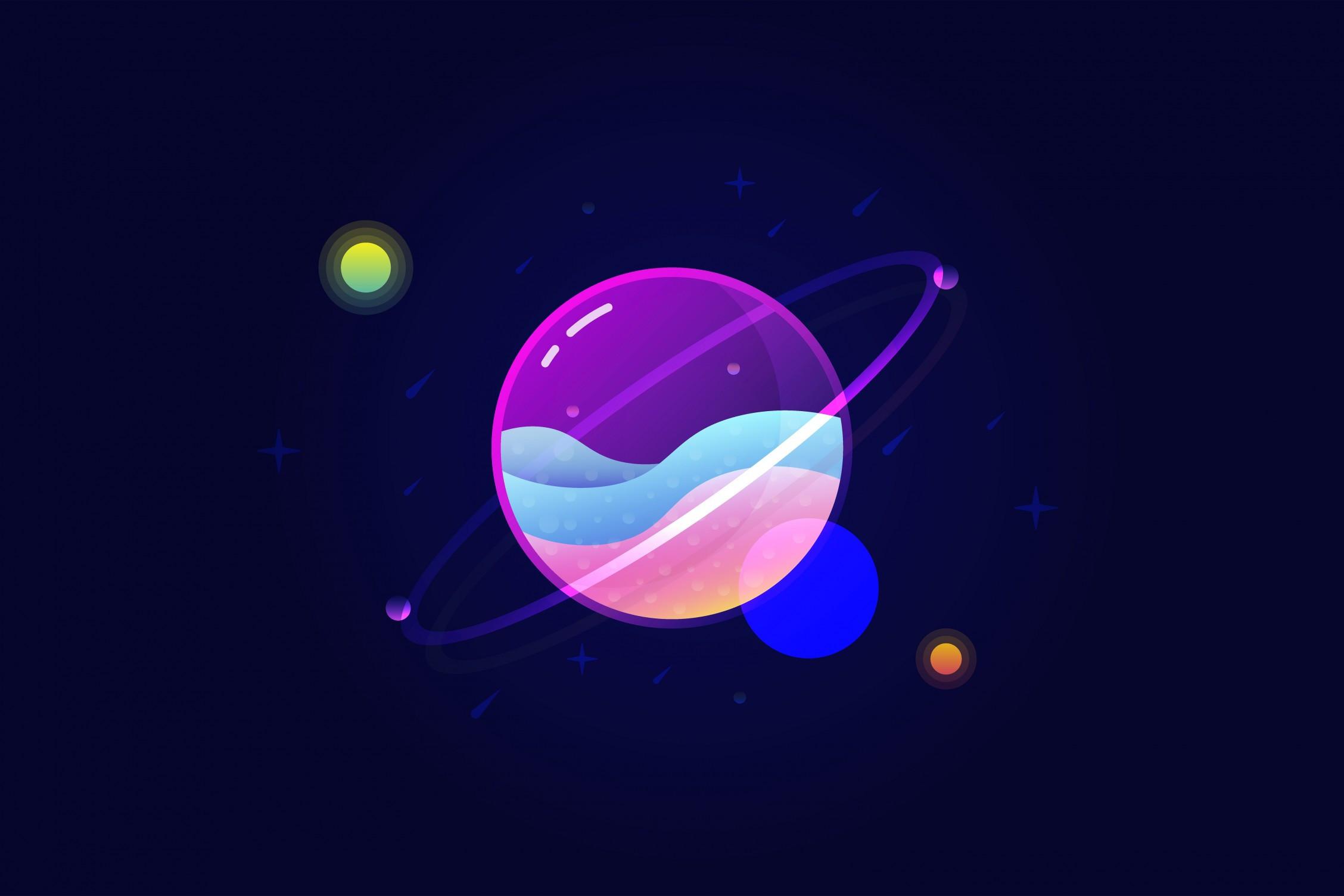 2256x1504 Download 2256x1504 Saturn, Minimalism, Solar System, Digital Art Wallpaper