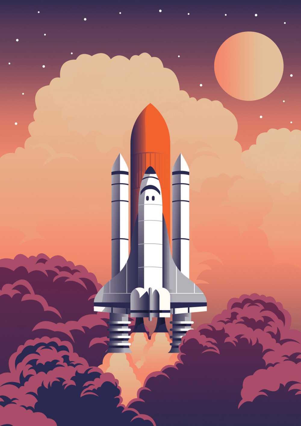 1000x1416 Beautiful Space Shuttle Illustration Print / NASA Poster, Kids Room Decor, Space Art, Nursery Wall Art, Nasa Space S. Space illustration, Space art, Space artwork