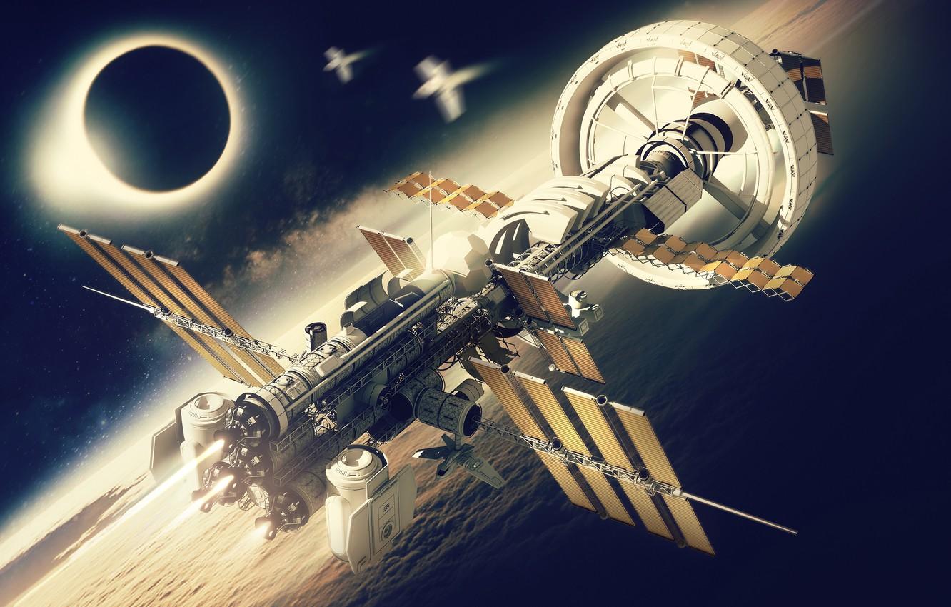 1332x850 Wallpaper Planet, Space, Fantasy, Art, NASA, Space, Art, Spaceship, Planet, Station, Fiction, Rendering, Illustration, Spaceship, Sci Fi, Ship Image For Desktop, Section космос
