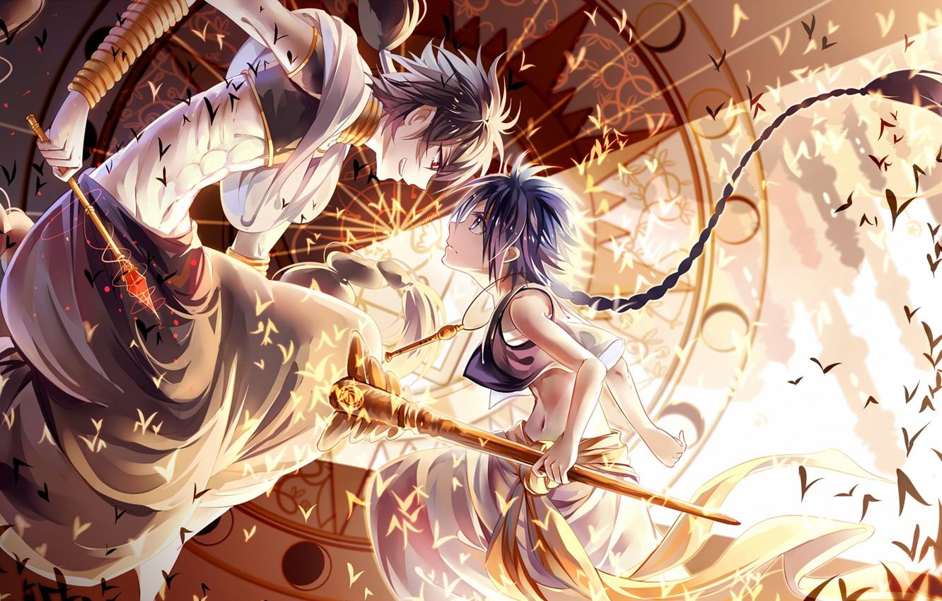 1332x850 Wallpaper yellow, art, fight, boys, anime Wallpaper, japaese, anime boys, animemanga image for desktop, section арт