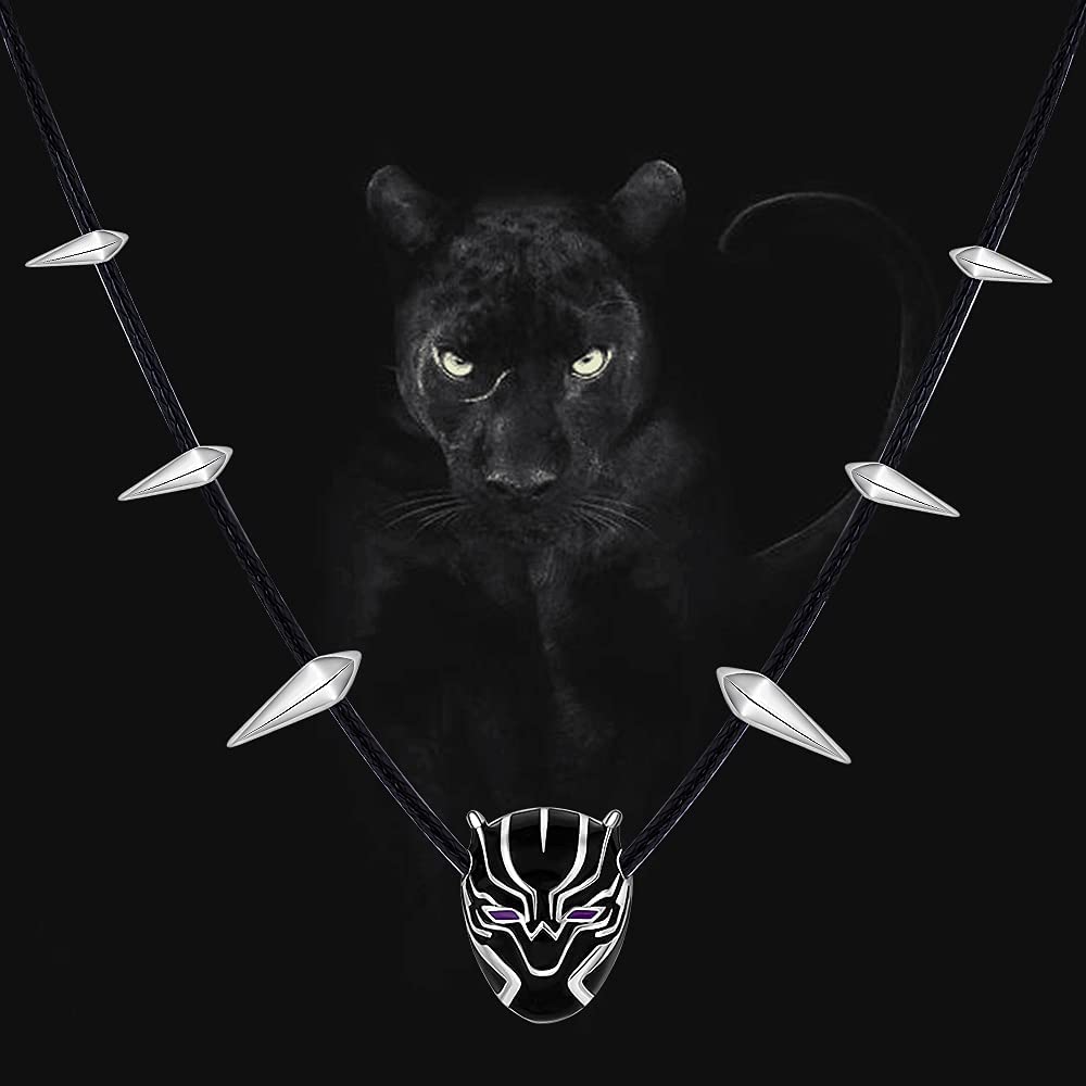 1000x1000 Buy Sterling Silver Black Panther Necklace Wakanda King Pendant Leather Necklace Cord Matching Best Friend Friendship Online in Vietnam. B094X4GQD6