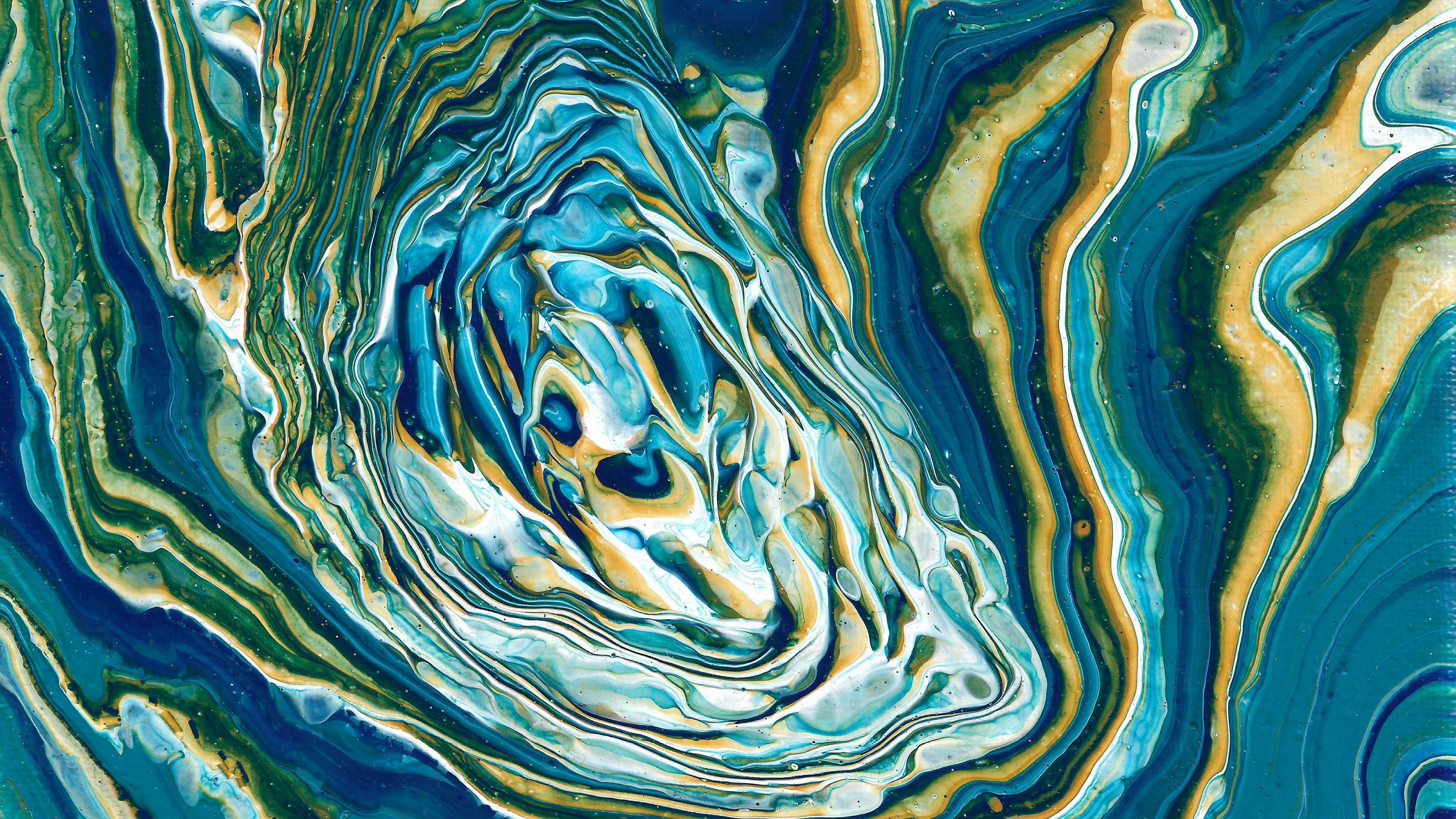 3840x2160 Download wallpaper 3840x2160 paint, fluid art, stains, liquid, colorful, blue 4k uhd 16:9 HD background