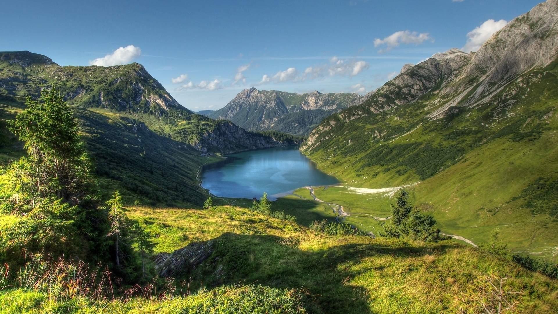 1920x1080 mountain lake HD wallpaper, background