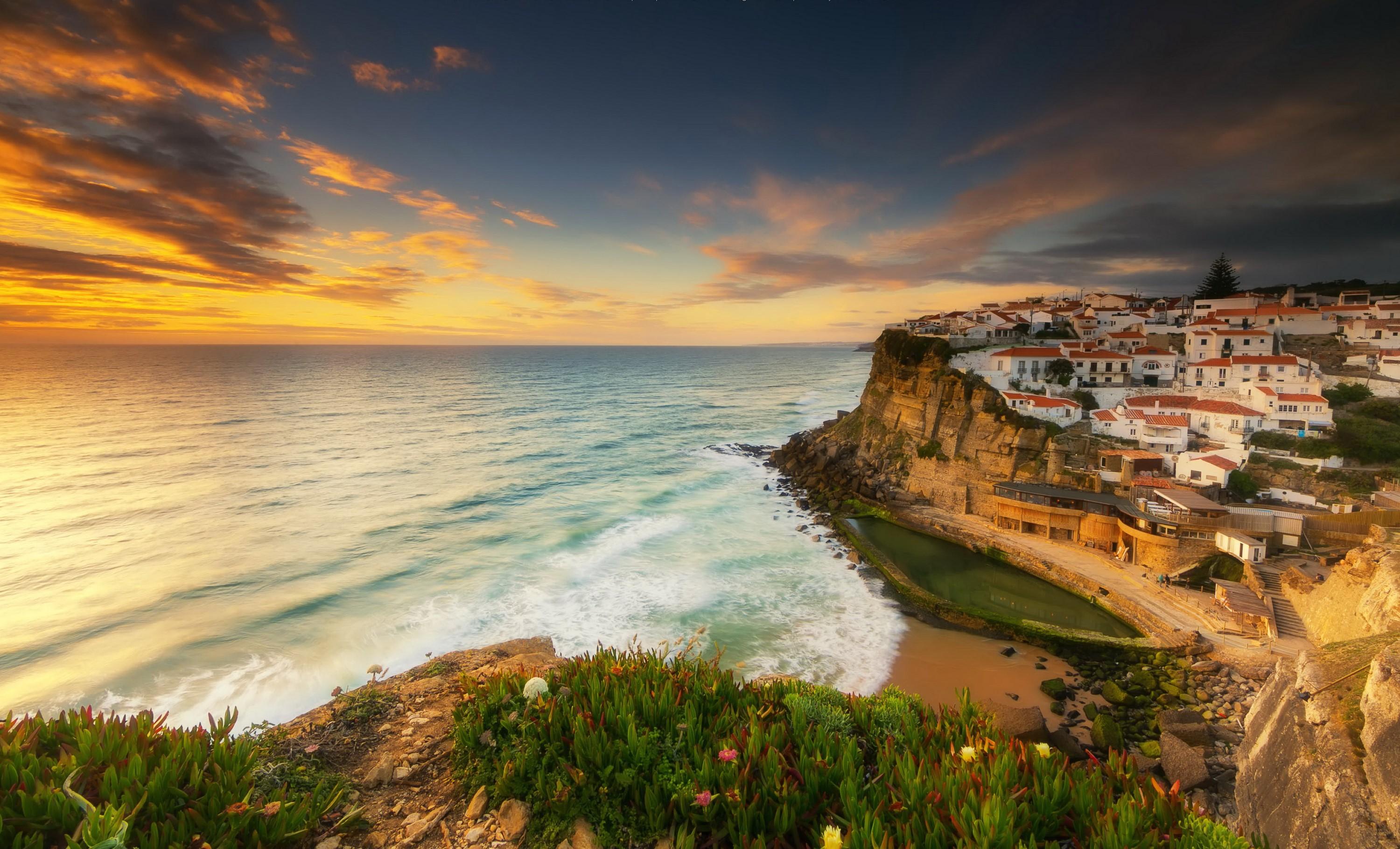 3000x1820 Sintra, Portugal, Coast, Houses, Crag. Mocah HD Wallpaper