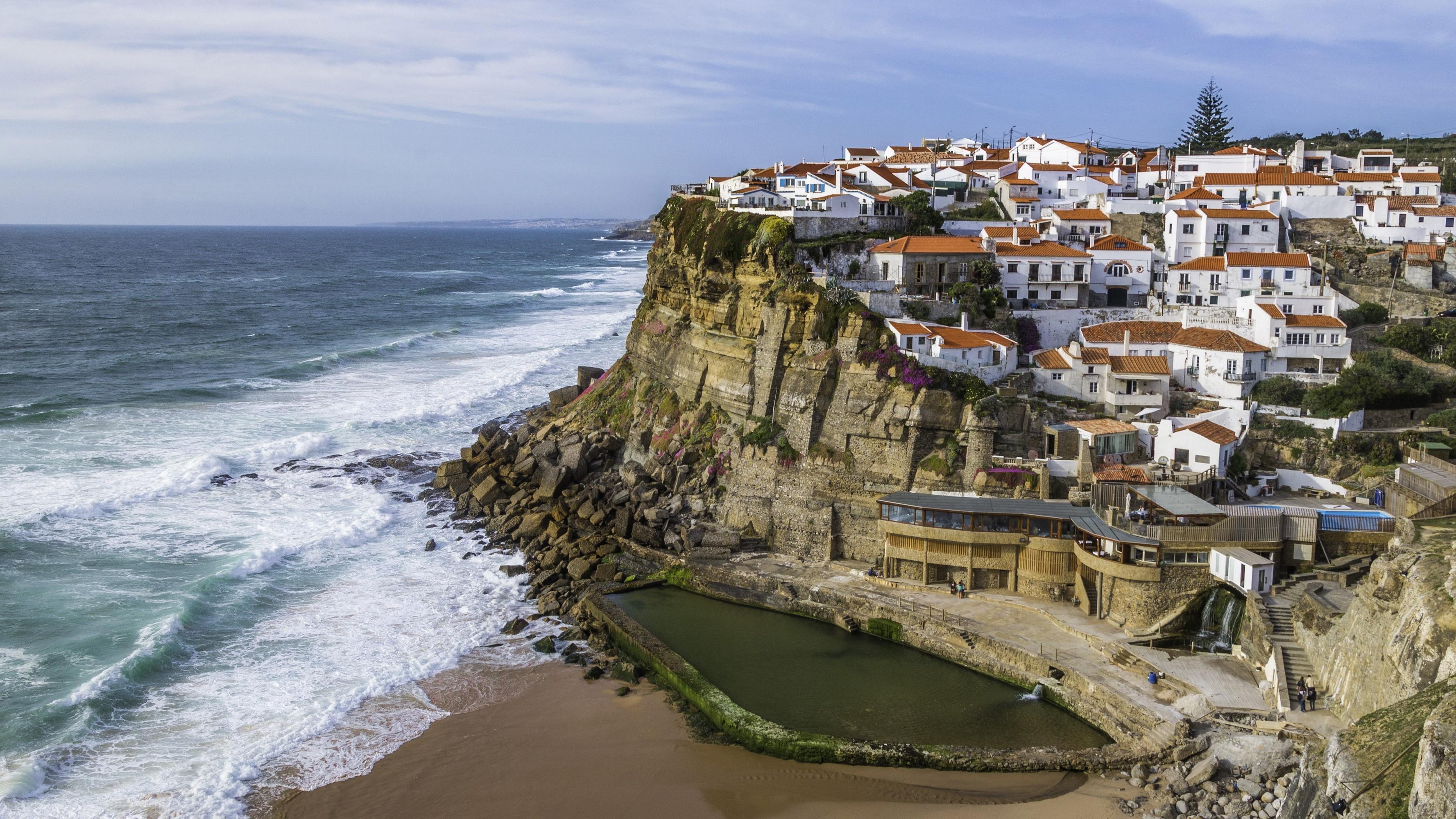 3555x2000 Sintra, Portugal, Coast, Houses, Crag. Mocah HD Wallpaper