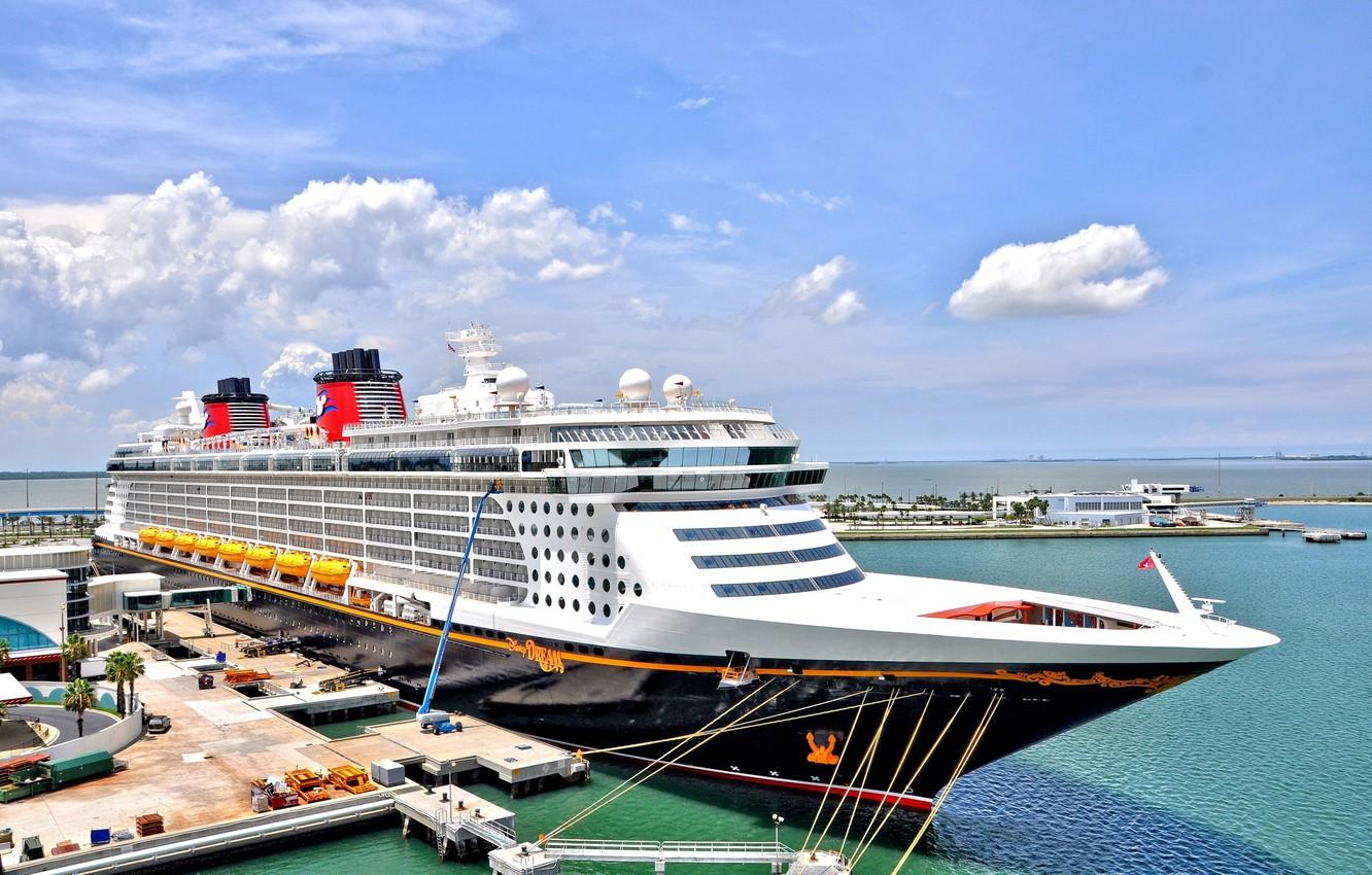 1332x850 Wallpaper pier, port, liner, elegant, waters, the company Disney Cruise Line, The Disney Dream, cruise, ocean, «Disney Dream» image for desktop, section другая техника