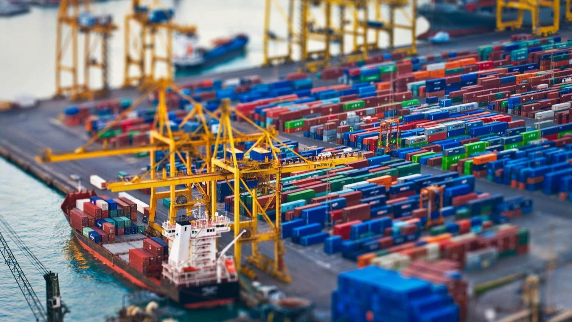 1920x1080 #container ship, #cargo, #tilt shift, #dock, wallpaper. Mocah HD Wallpaper