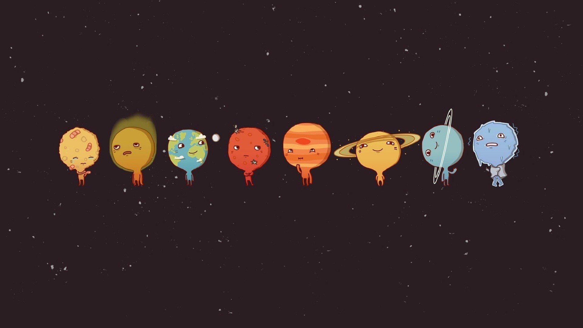 1920x1080 minimalism, Solar, System, Moon, Mars, Earth, Mercury, Venus, Pluto, Sun, Space Wallpaper HD / Desktop and Mobile Background