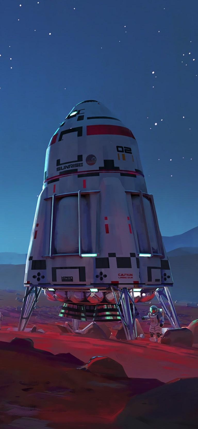 768x1664 Scifi Astronaut Space Mars Minimalist Wallpaper Background for Mobile