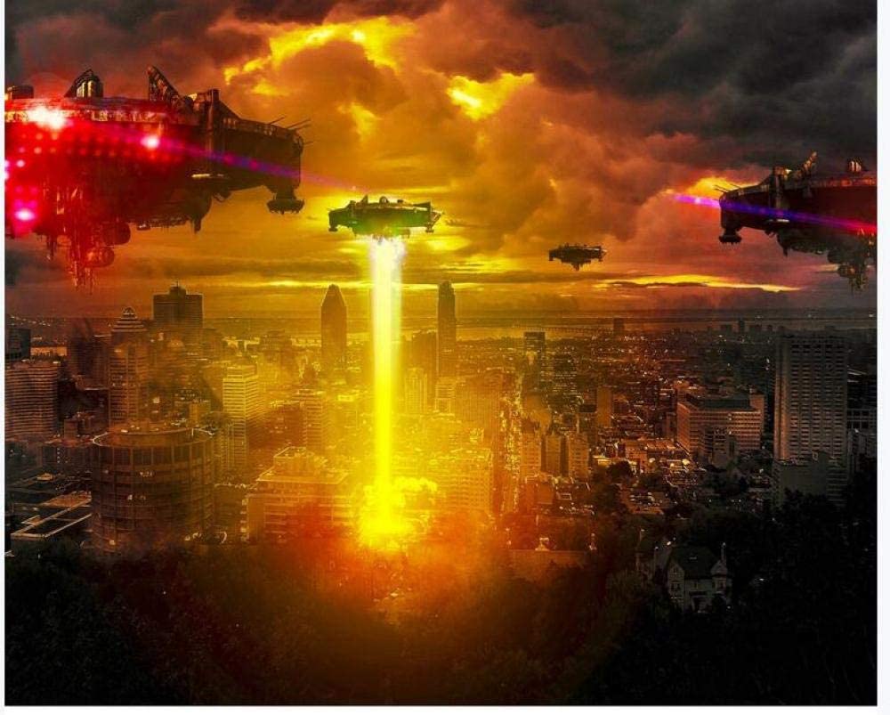 1000x803 Photo Wallpaper 3D European Style Flying Saucer Alien UFO City Tv Bedroom Living Room Background 300Cmx210Cm