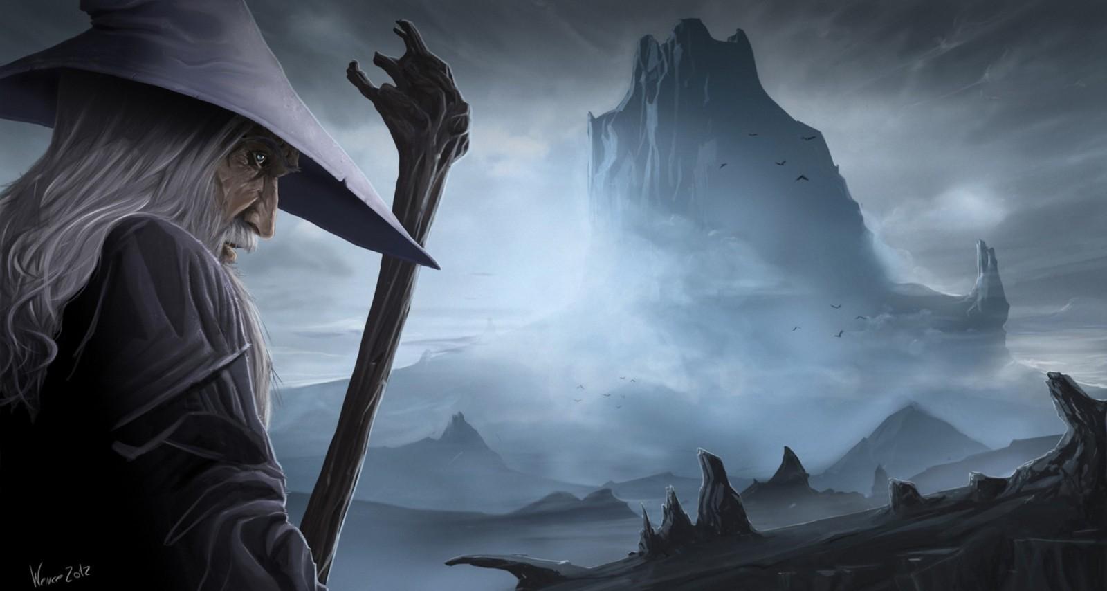 1600x854 fantasy art, artwork, The Lord of the Rings, Gandalf, darkness, screenshot, atmospheric phenomenon, computer wallpaper. Mocah HD Wallpaper