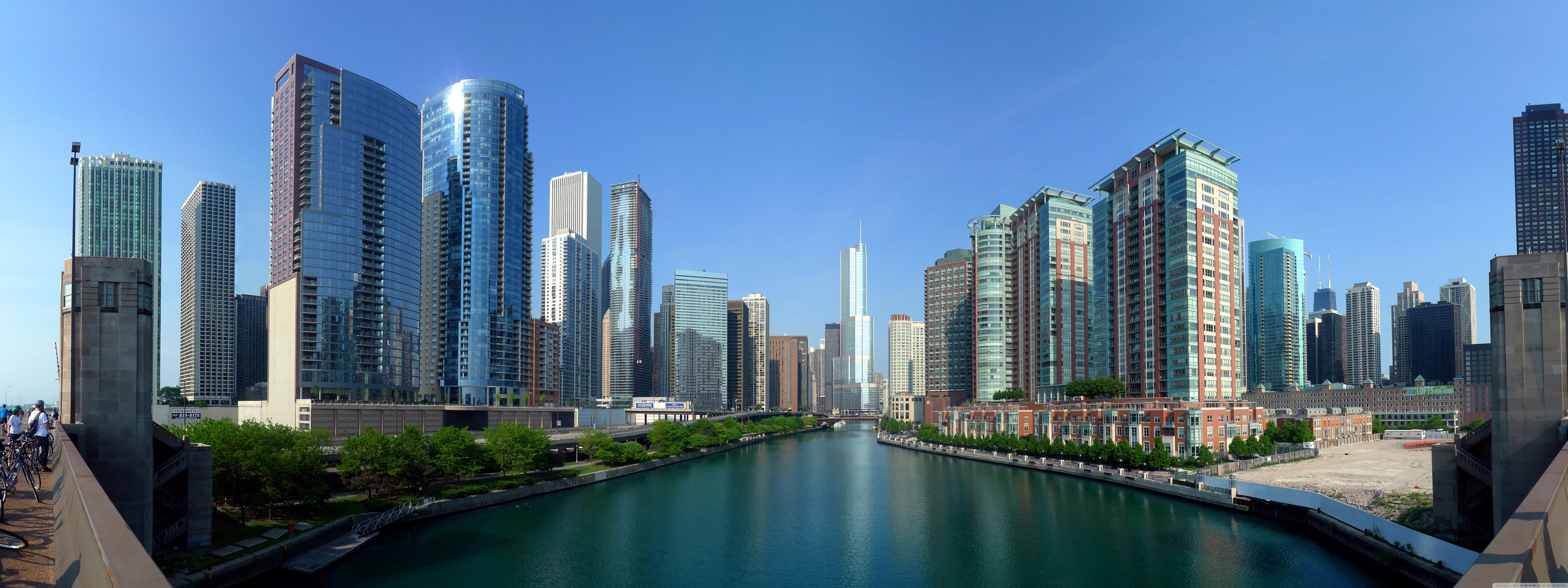 8192x3072 Chicago River Panorama Ultra HD Desktop Background Wallpaper for 4K UHD TV : Multi Display, Dual Monitor