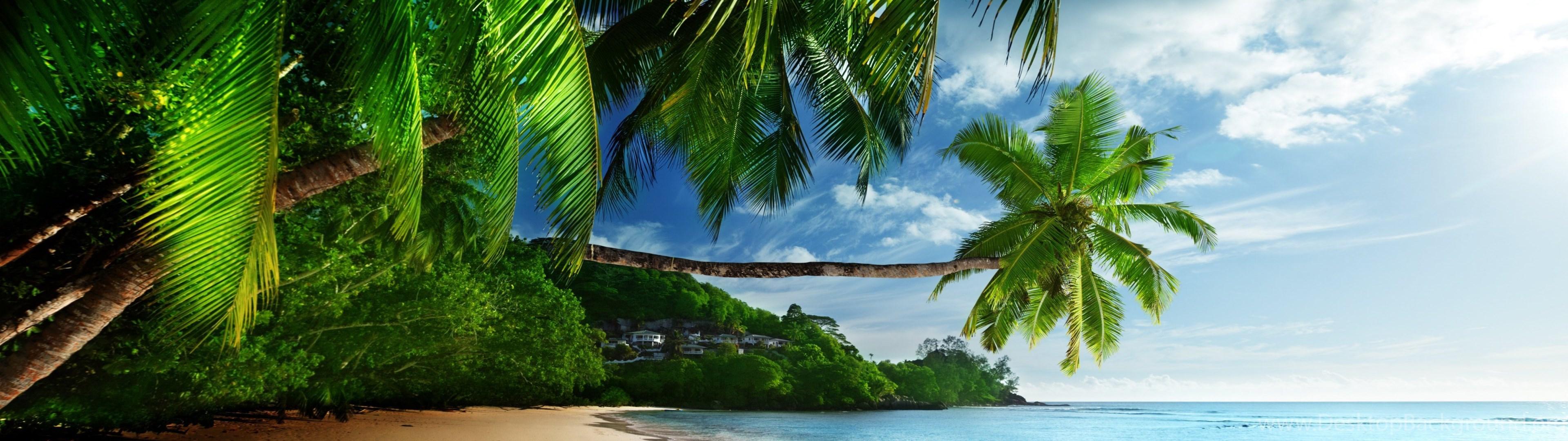 3840x1080 Tropical Beach Paradise 4K Ultra HD Desktop Wallpaper Desktop Background