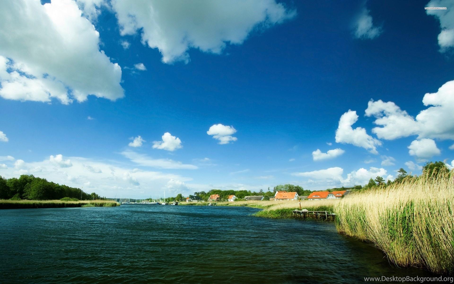 1920x1200 Riverside Village, Cloud, Sky, Nature, 2560x1600 HD Wallpaper And. Desktop Background