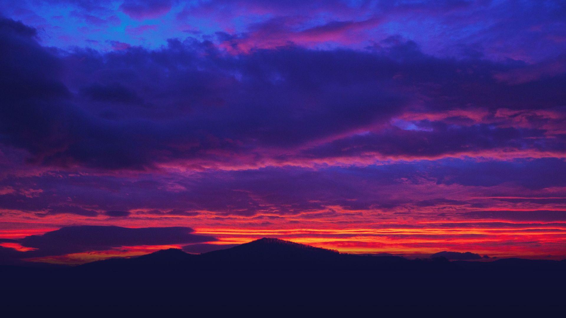 1920x1080 Desktop wallpaper mountains, sunset, sky, clouds, HD image, picture, background, 284333