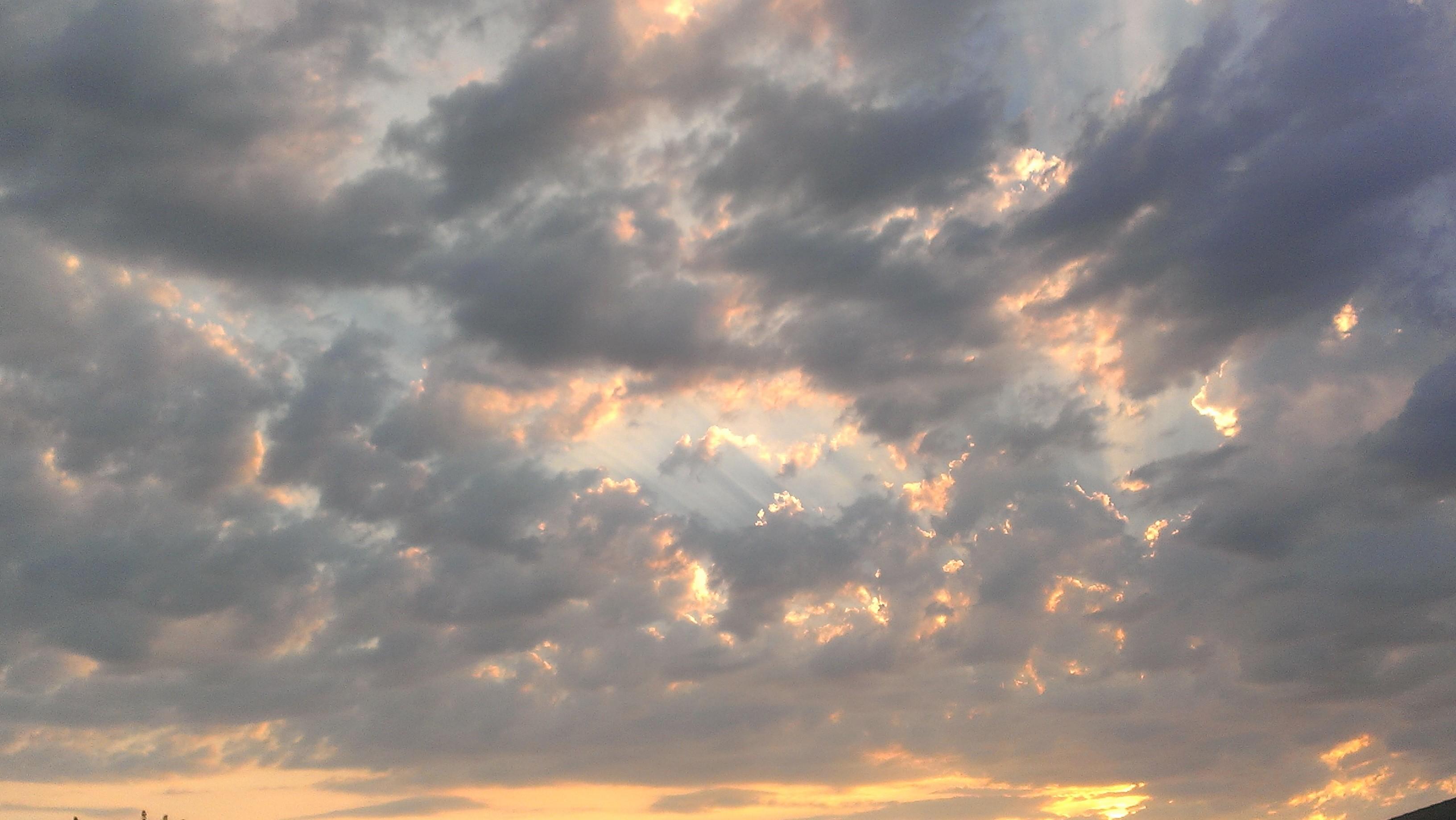 3264x1840 Free photo: Cloudy Sunset Sky, Set, Orange