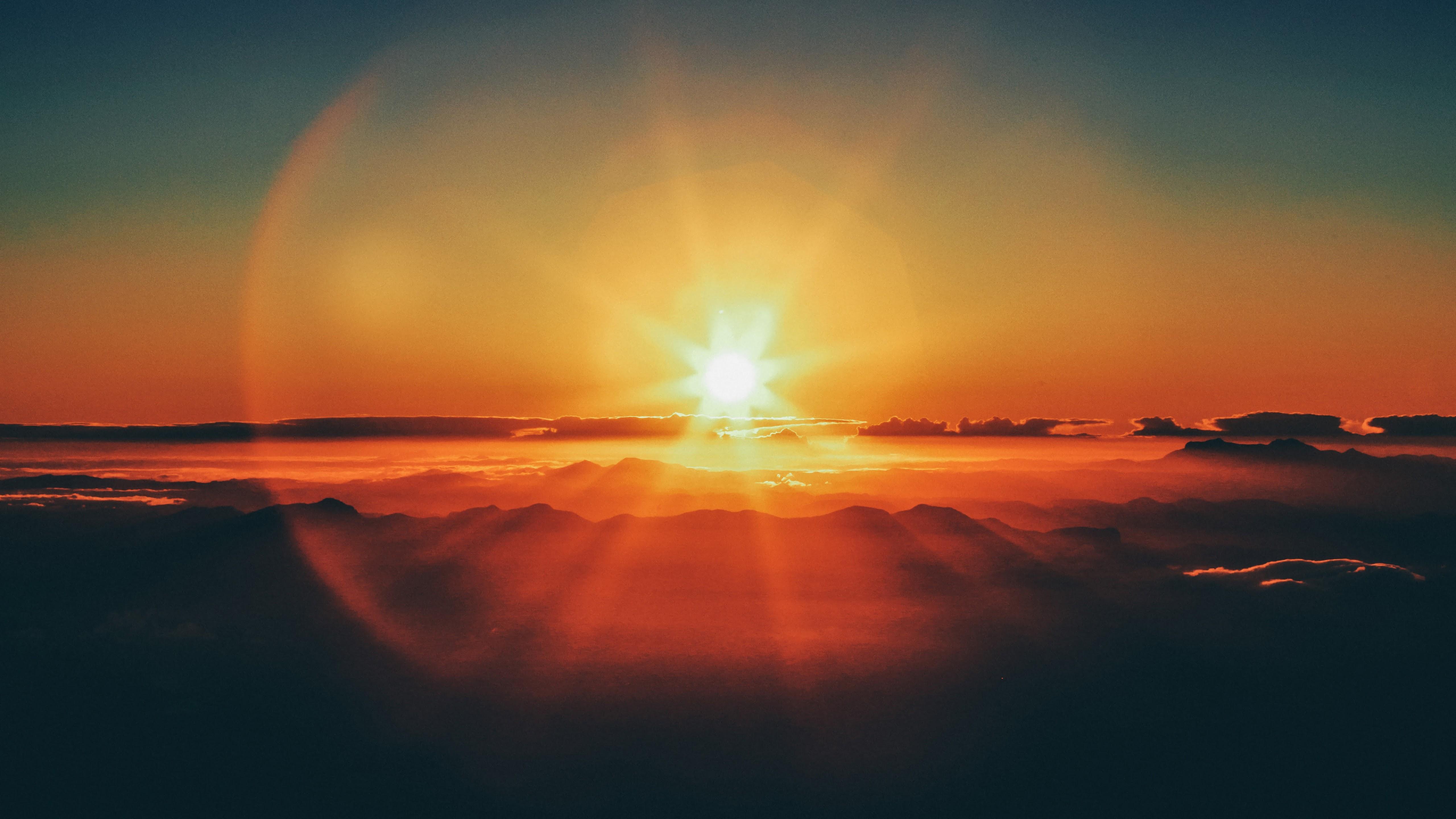 5120x2880 Sunset Sky Clouds Scenery 8K Wallpaper