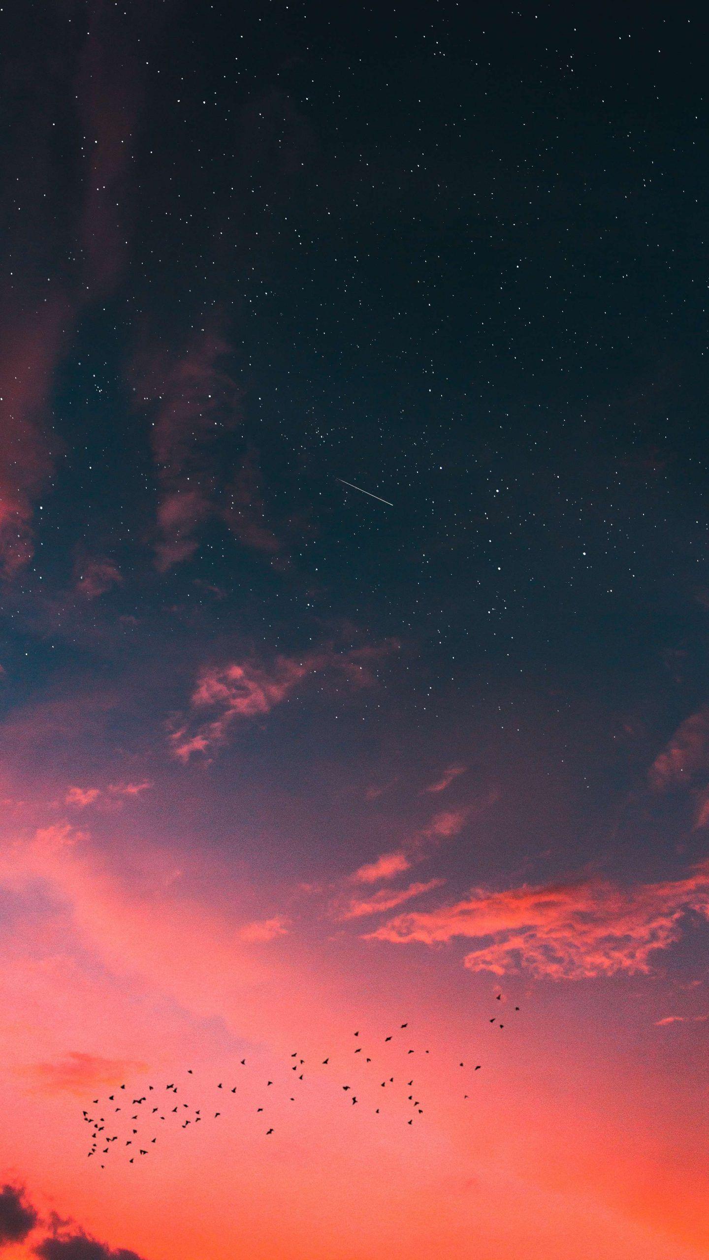 1440x2560 Sunset Sky Stars Clouds Meteor of Space iPhone Wallpaper. +100 iPhone. Sky aesthetic, Space iphone wallpaper, Sunset wallpaper