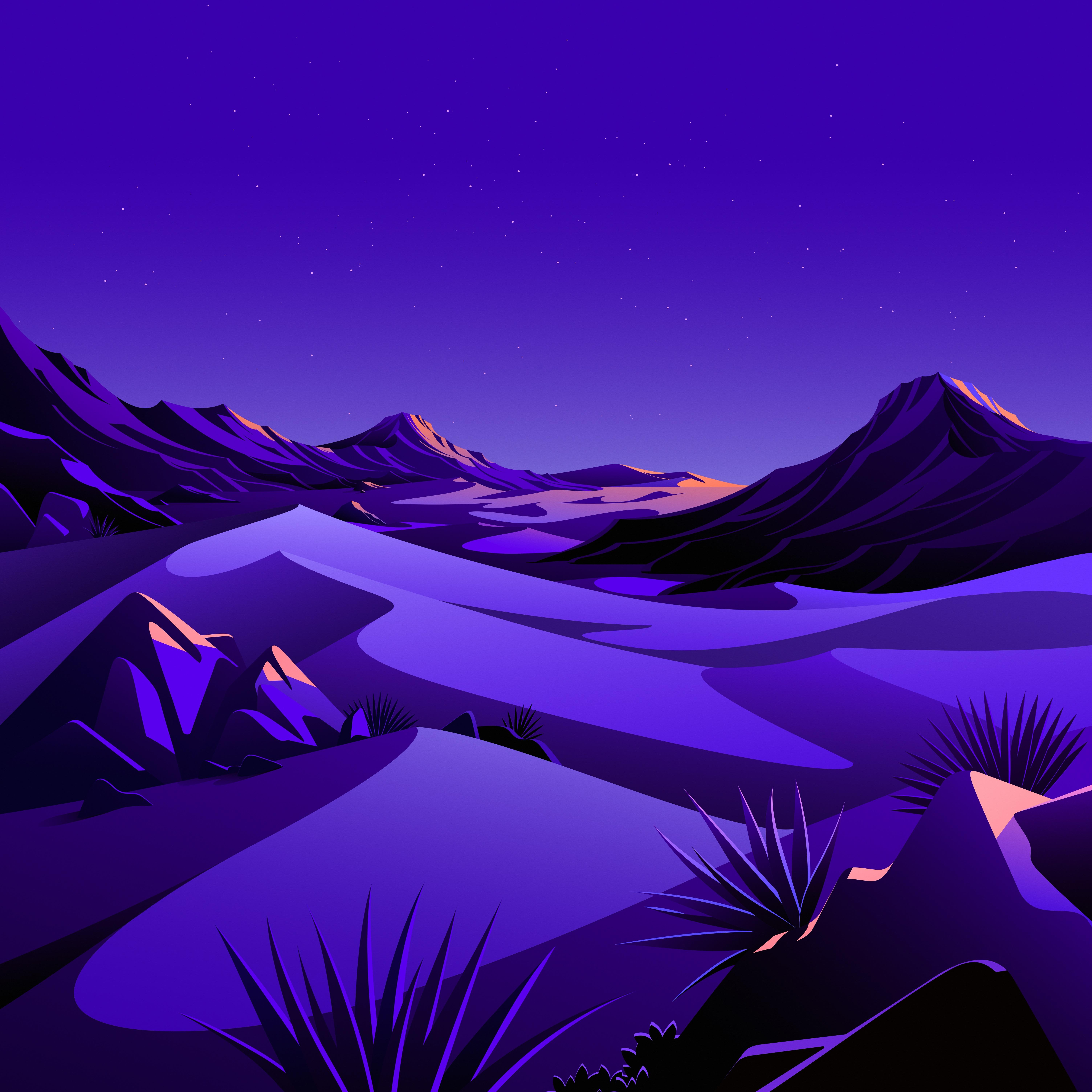 6016x6016 Mountains Wallpaper 4K, Rocks, Night, Starry sky, Scenery, Illustration, Nature