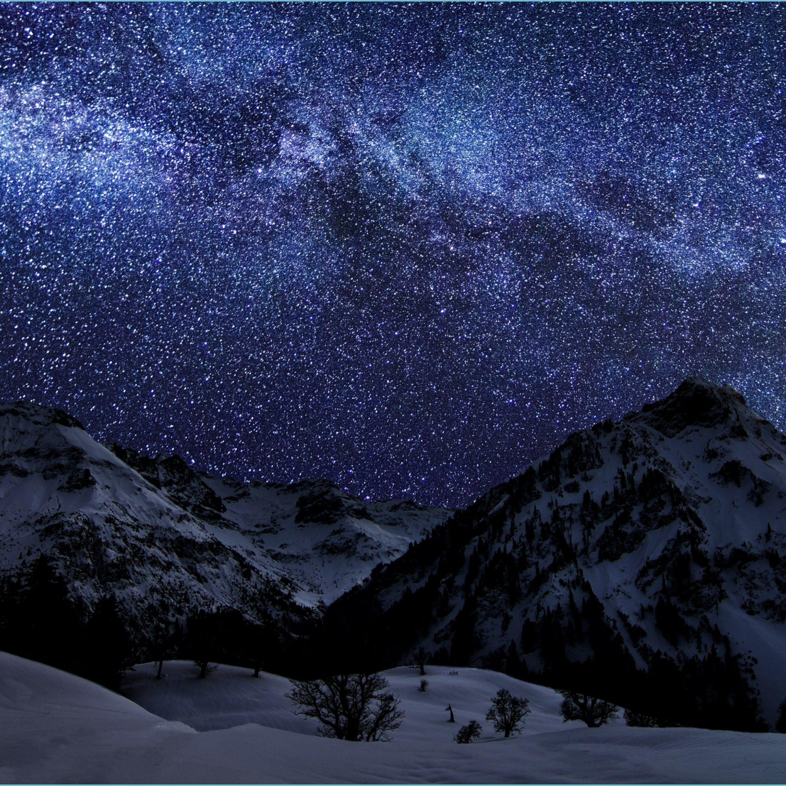 2560x2560 Mountain Night Sky Wallpaper Free Mountain Night Sky Mountain Wallpaper
