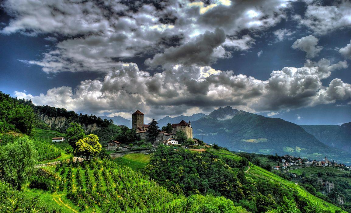 1154x700 Italy castle mountains panorama landscape village wallpaperx1242
