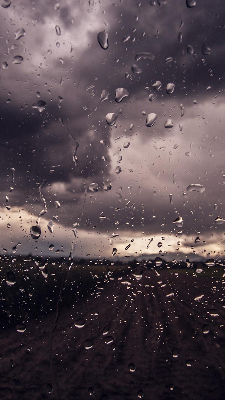 750x1334 Rainy Window Nature Water Drop Road Blue Wallpaper