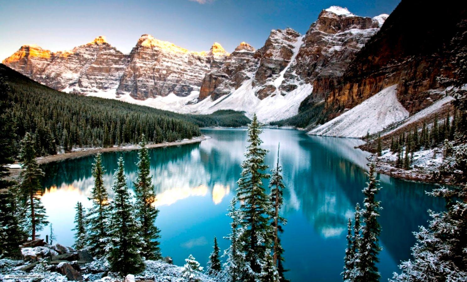 1488x900 Winter Mountain Lake Desktop Wallpaper Free Download