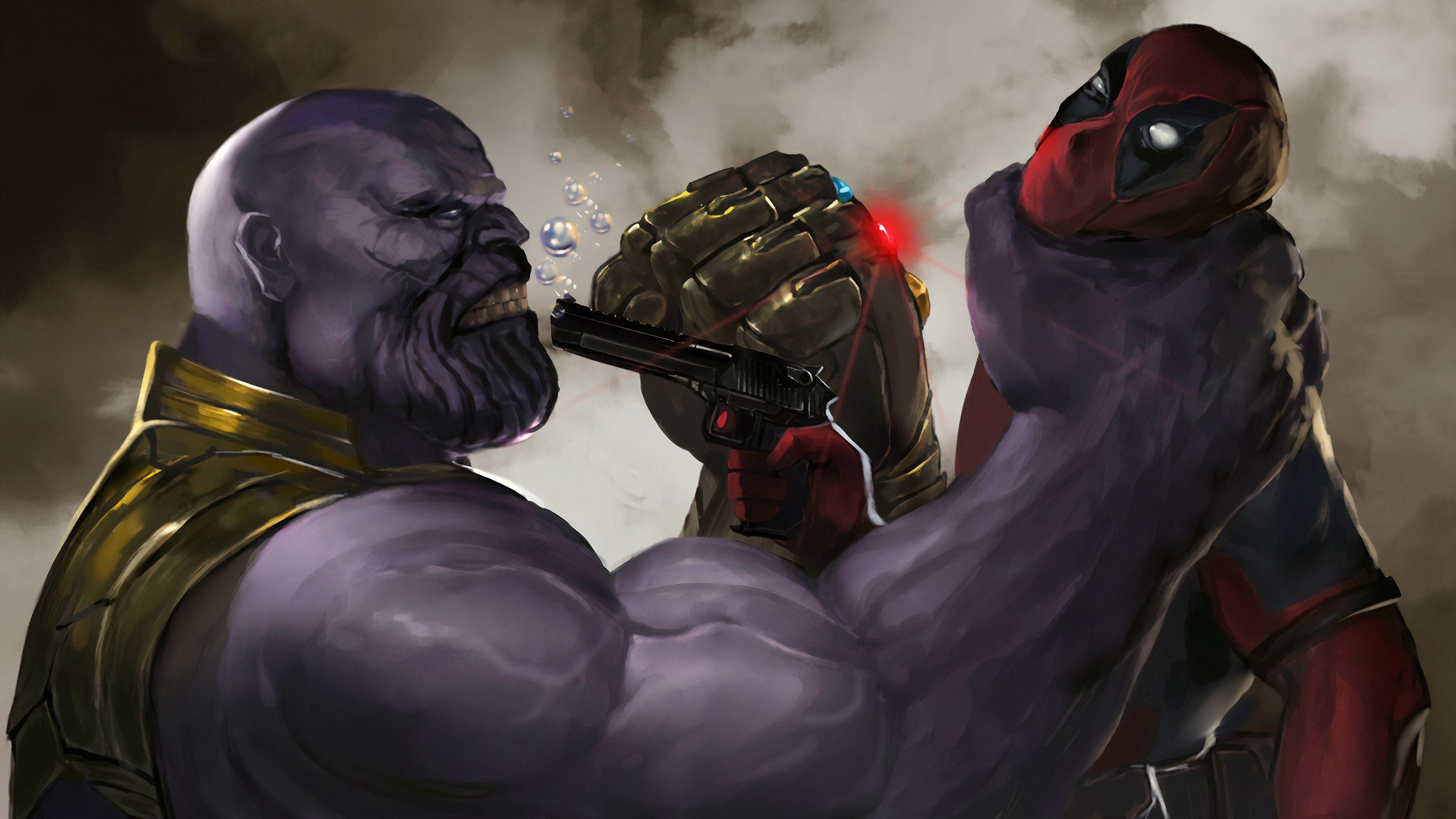 3840x2160 Deadpool And Thanos Wallpaper