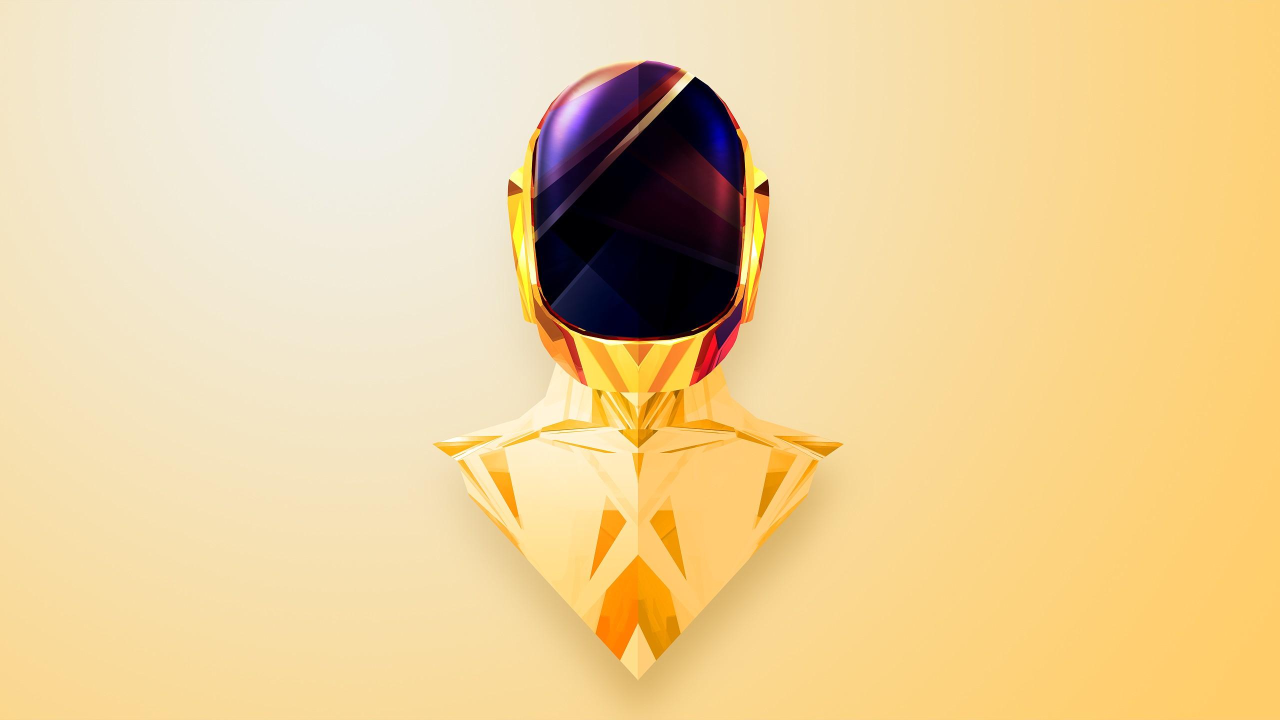 2560x1440 illustration, abstract, yellow, Justin Maller, Daft Punk, shape, jewellery, trophy, fashion accessory, gemstone. Mocah HD Wallpaper