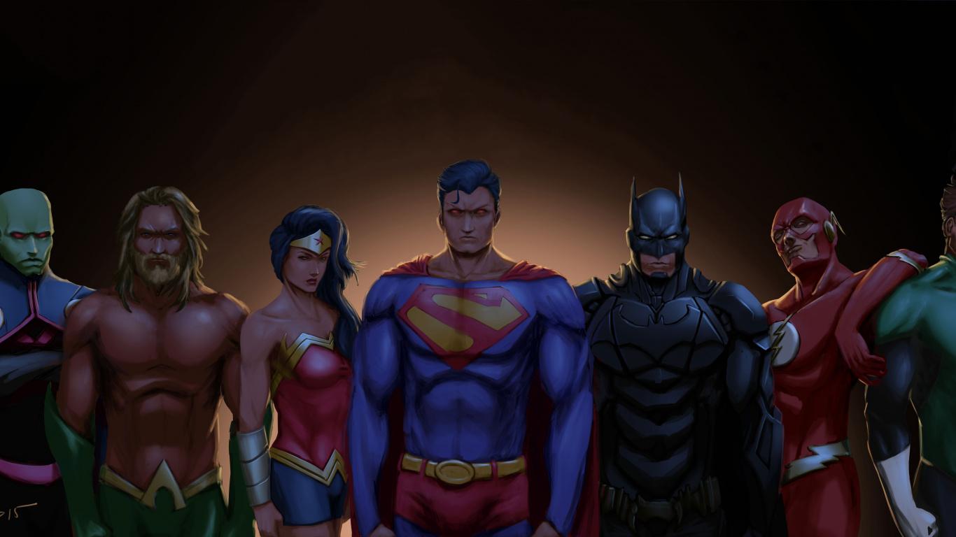 1366x768 Download Justice league, dc superheroes, artwork wallpaper, 1366x Tablet, laptop