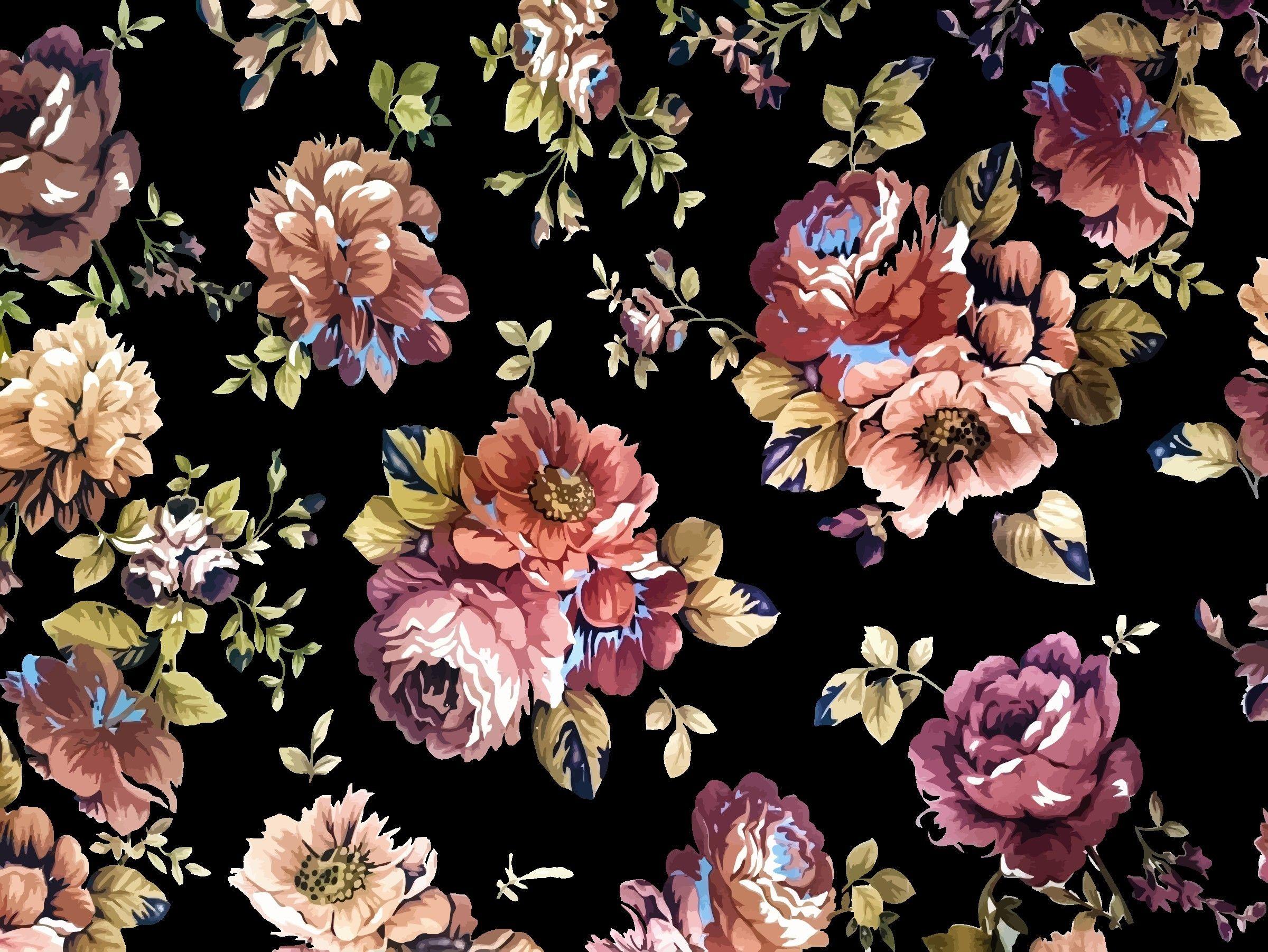 2400x1802 Vintage Floral Peach Wallpaper