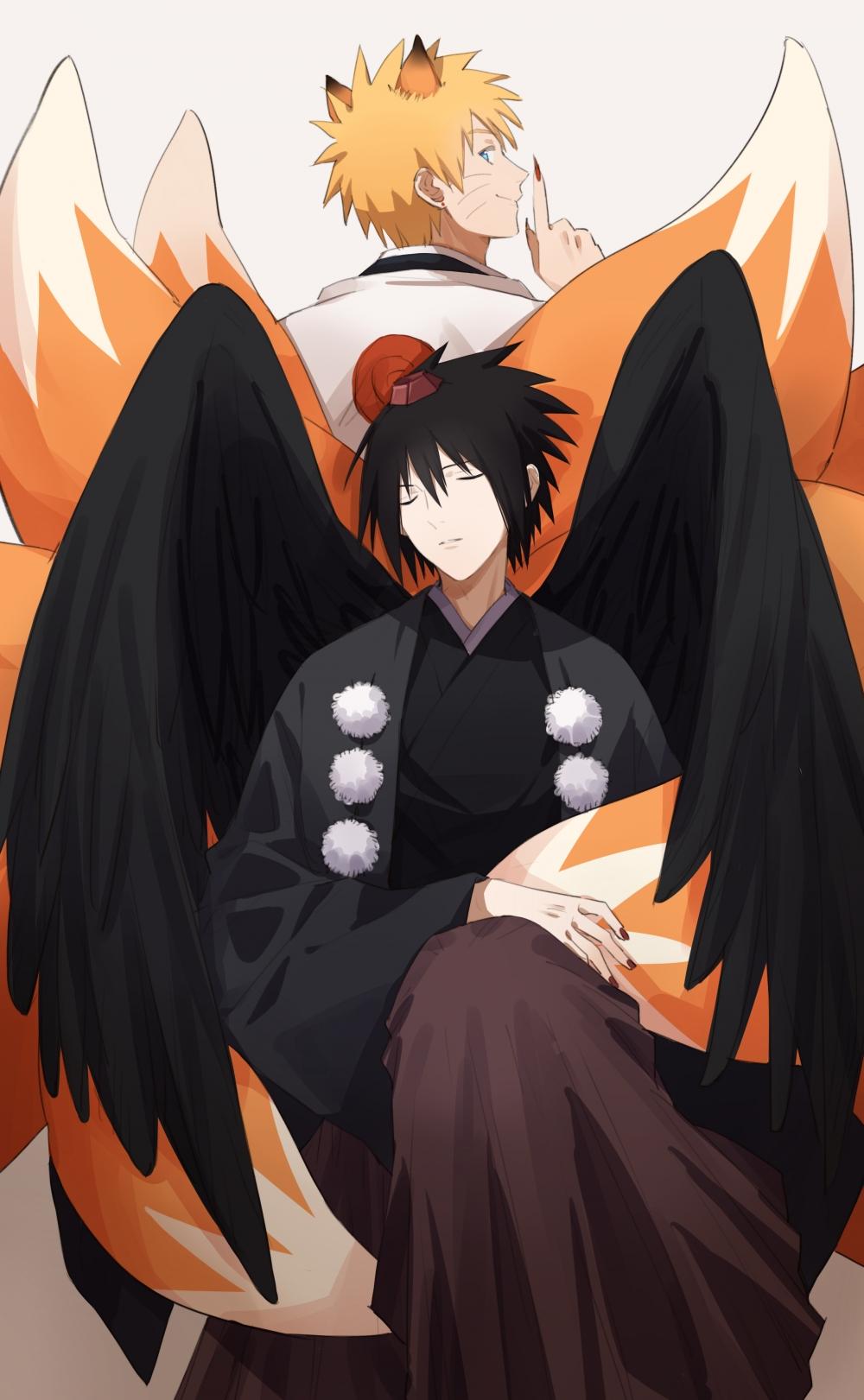1000x1621 Download 1080x1920 Naruto, Uchiha Sasuke, Uzumaki Naruto, Wings, Tails, #AWWSHIPPINGSOBAD Wallpaper for iPhone iPhone 7 Plus, iPhone 6+, Sony Xperia Z, HTC One