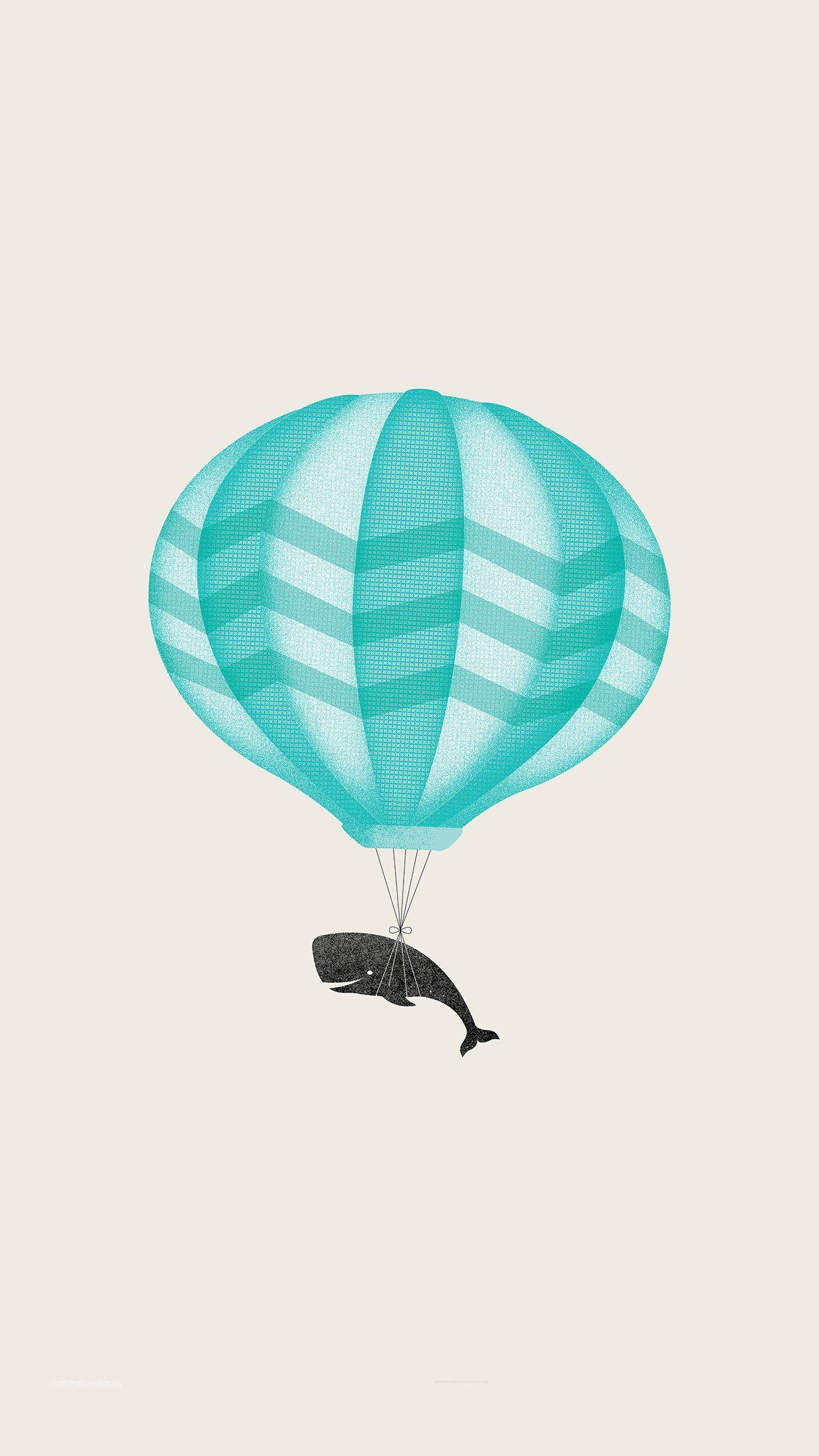 1242x2208 iPhone 6 Wallpaper illustration whale balloon art