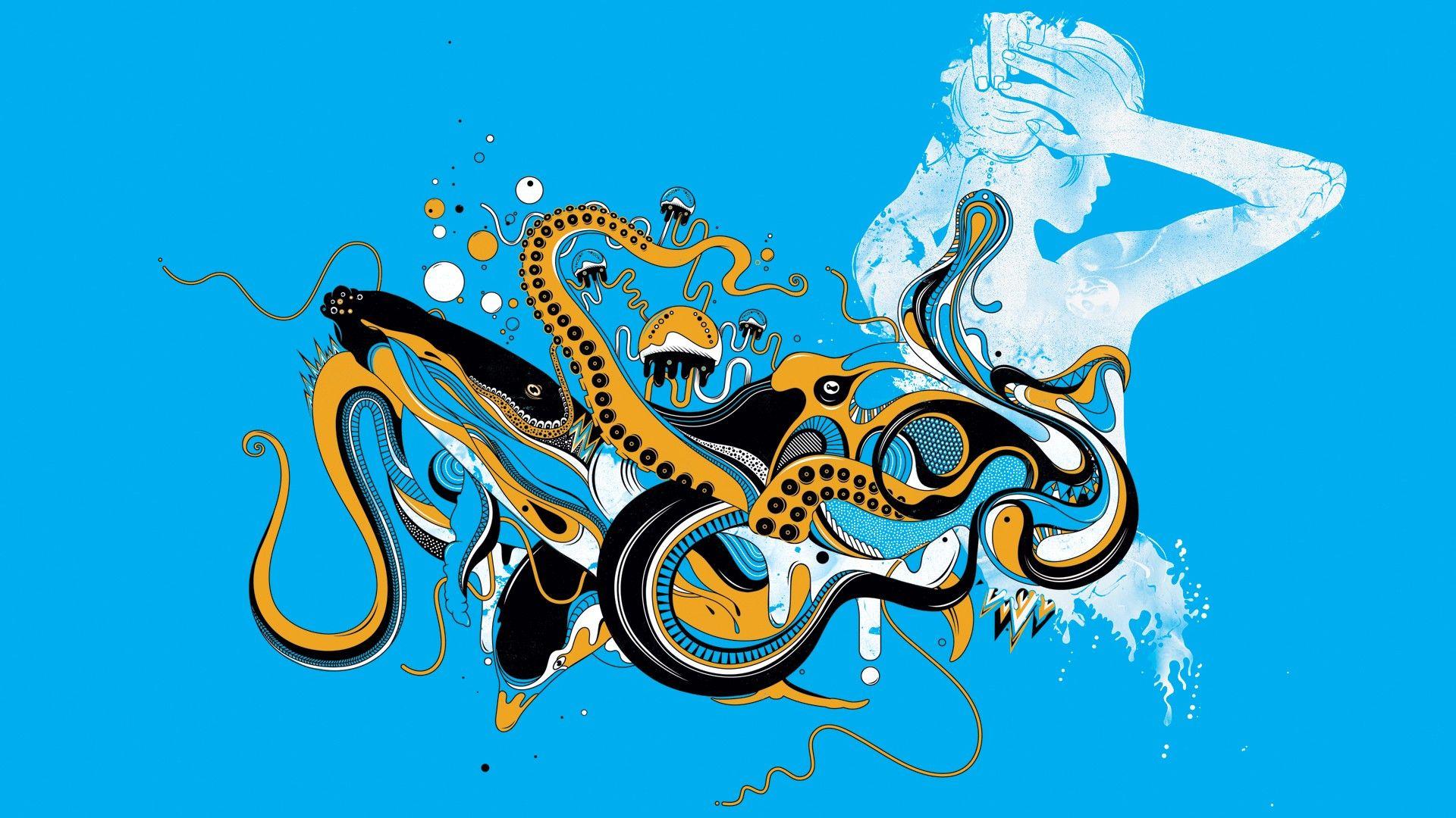 1920x1080 Octopus Background