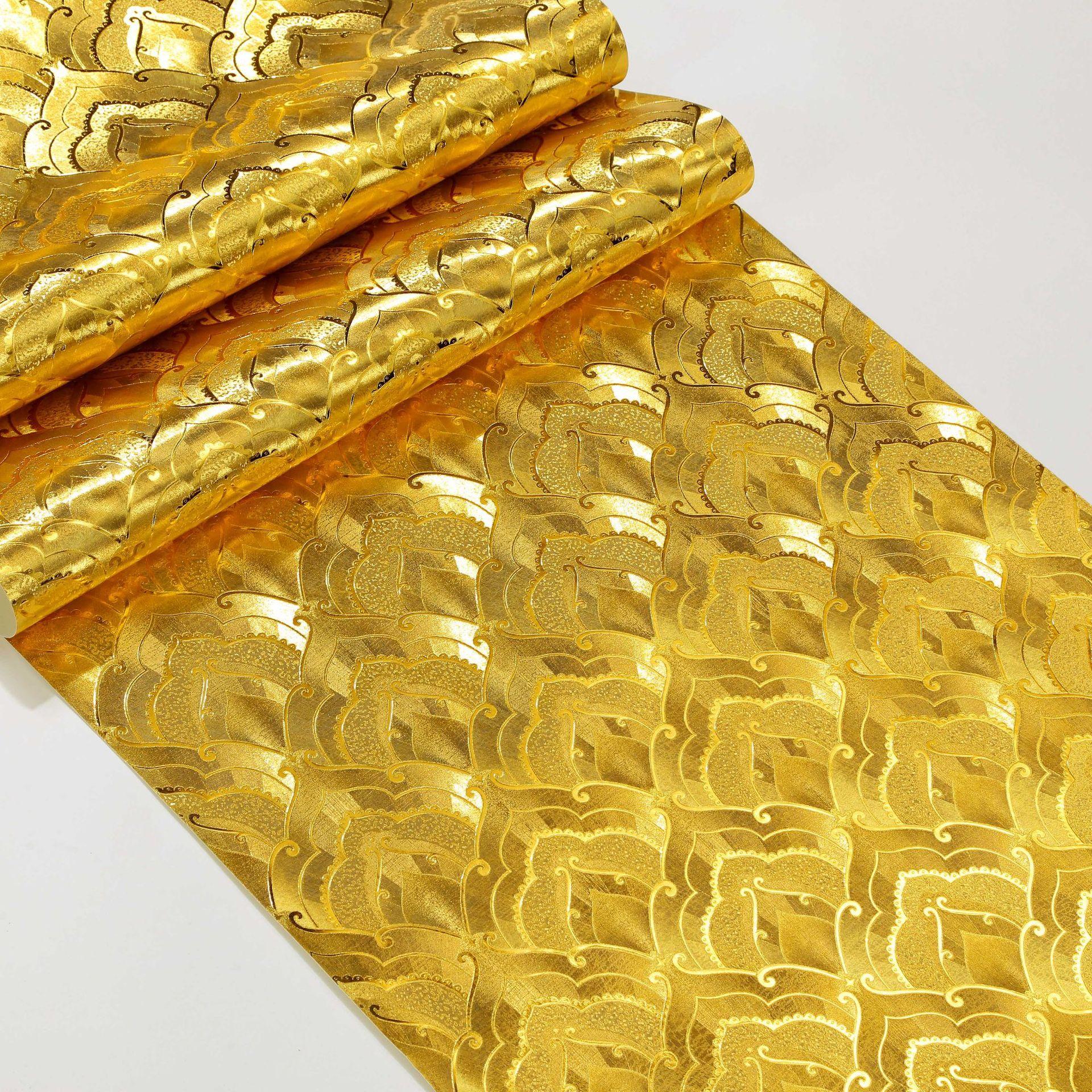 1920x1920 Luxury Gold foil wallpaper Buddha Hall reflective golden yellow pvc wallpaper living room KTV ceiling roof restaurant wall decor. Wallpaper