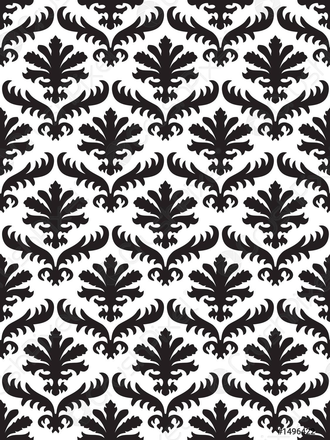 1125x1500 Vector damask seamless floral pattern black and white background Elegant