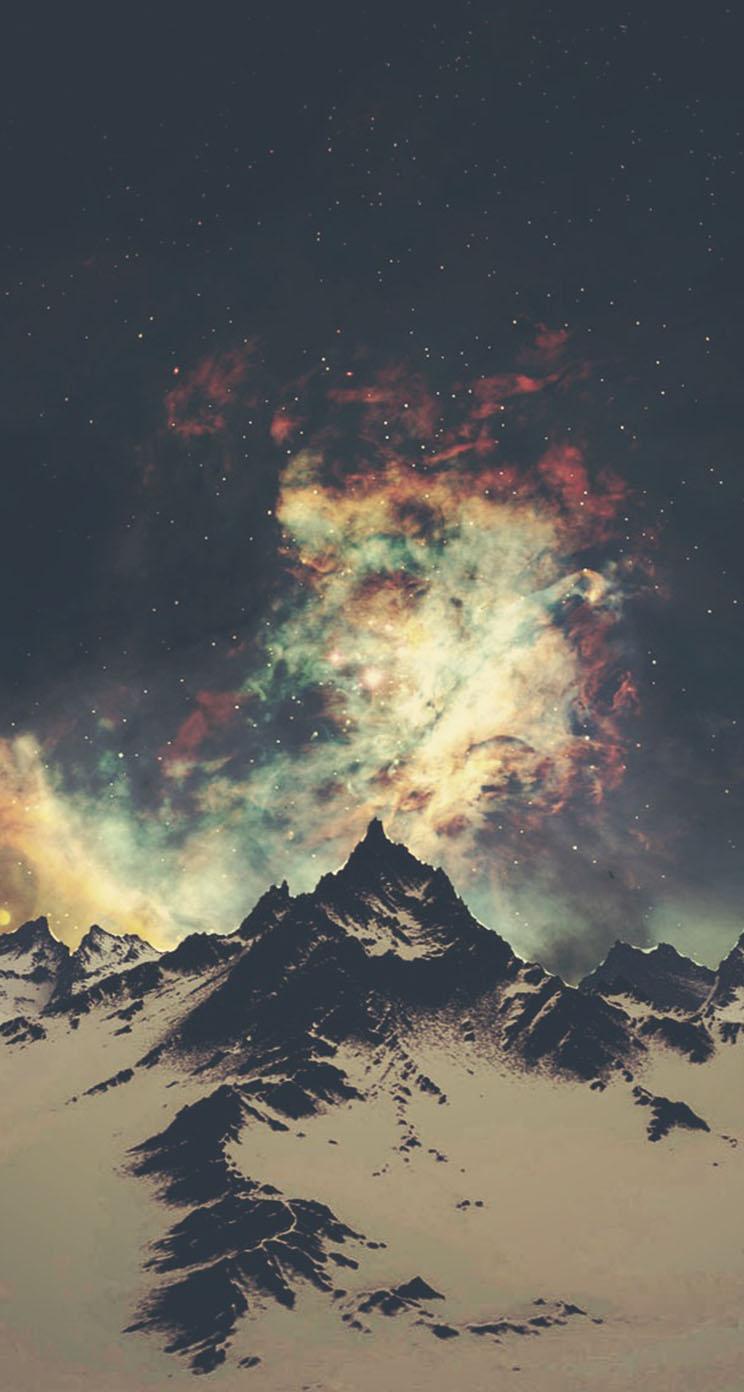744x1392 Night Mountain IPhone Wallpaper