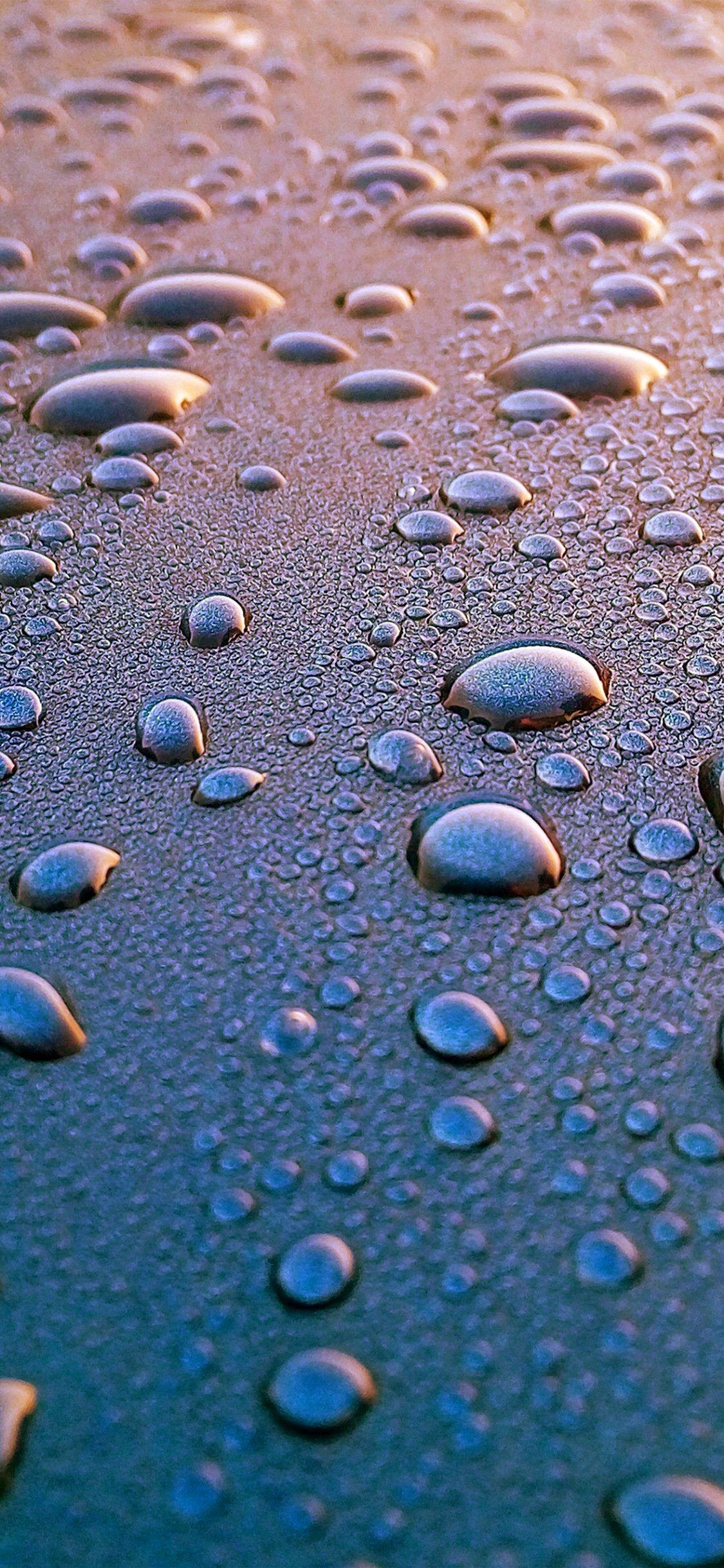 1125x2436 Water drop rain cold blue pattern background iPhone X Wallpaper Free Download