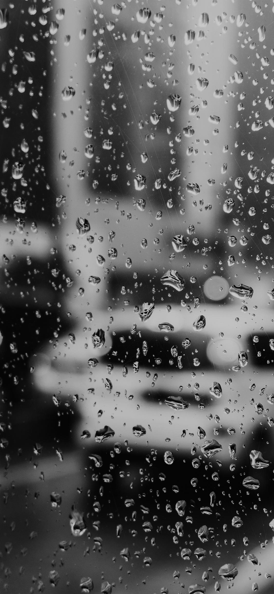 1125x2436 Rain Window Bokeh Art Car Sad Bw Dark Wallpaper