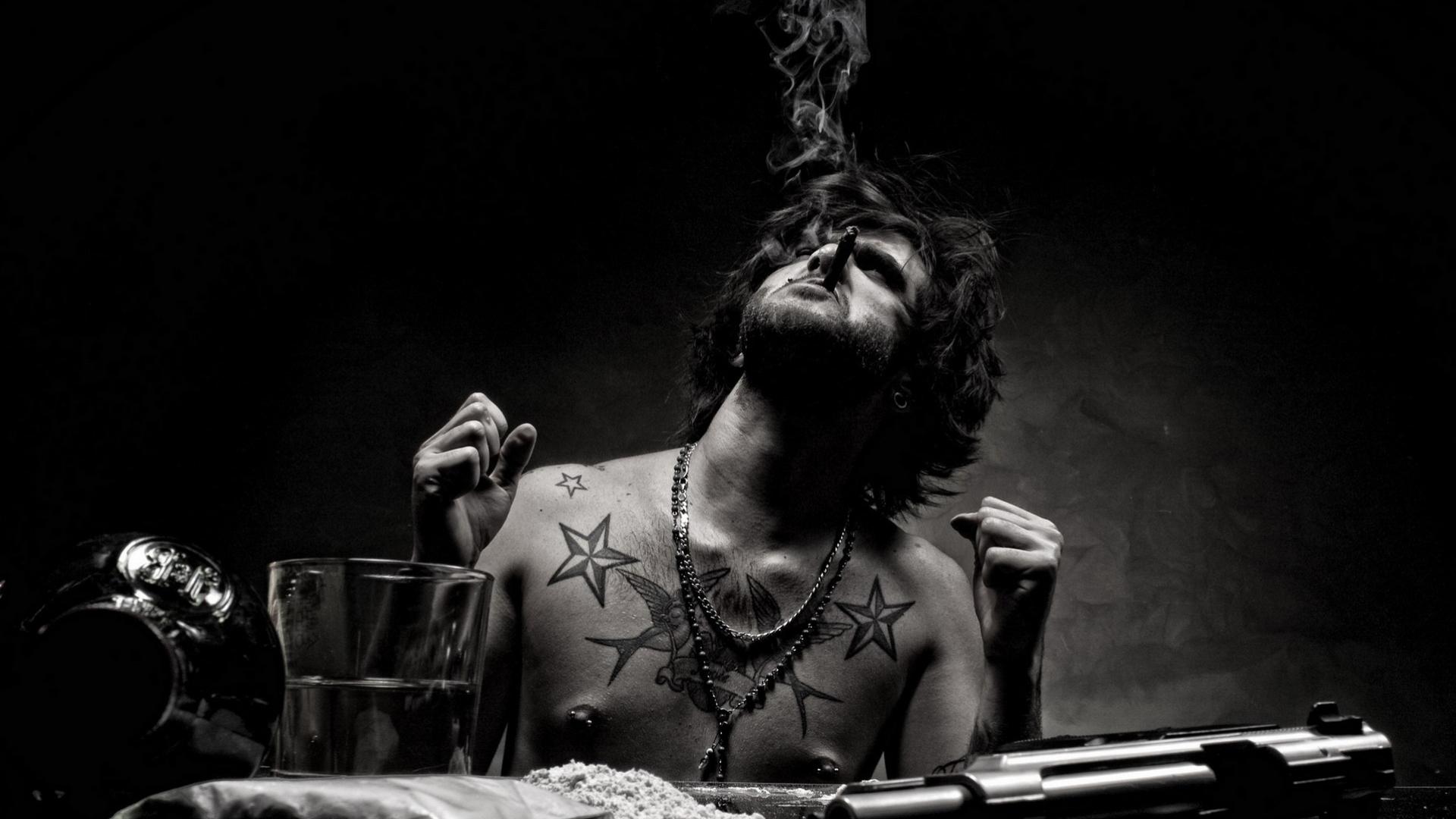 1920x1080 man, tattoo, cigar 1080P Laptop Full HD Wallpaper, HD Man 4K Wallpaper, Image, Photo and Background