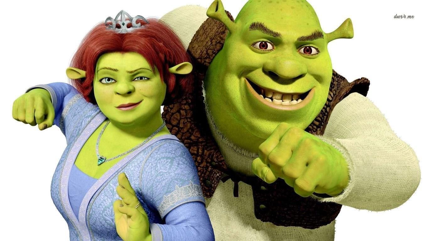 1366x768 Shrek And Fiona Wallpaper Cartoon Wallpaper Desktop Background